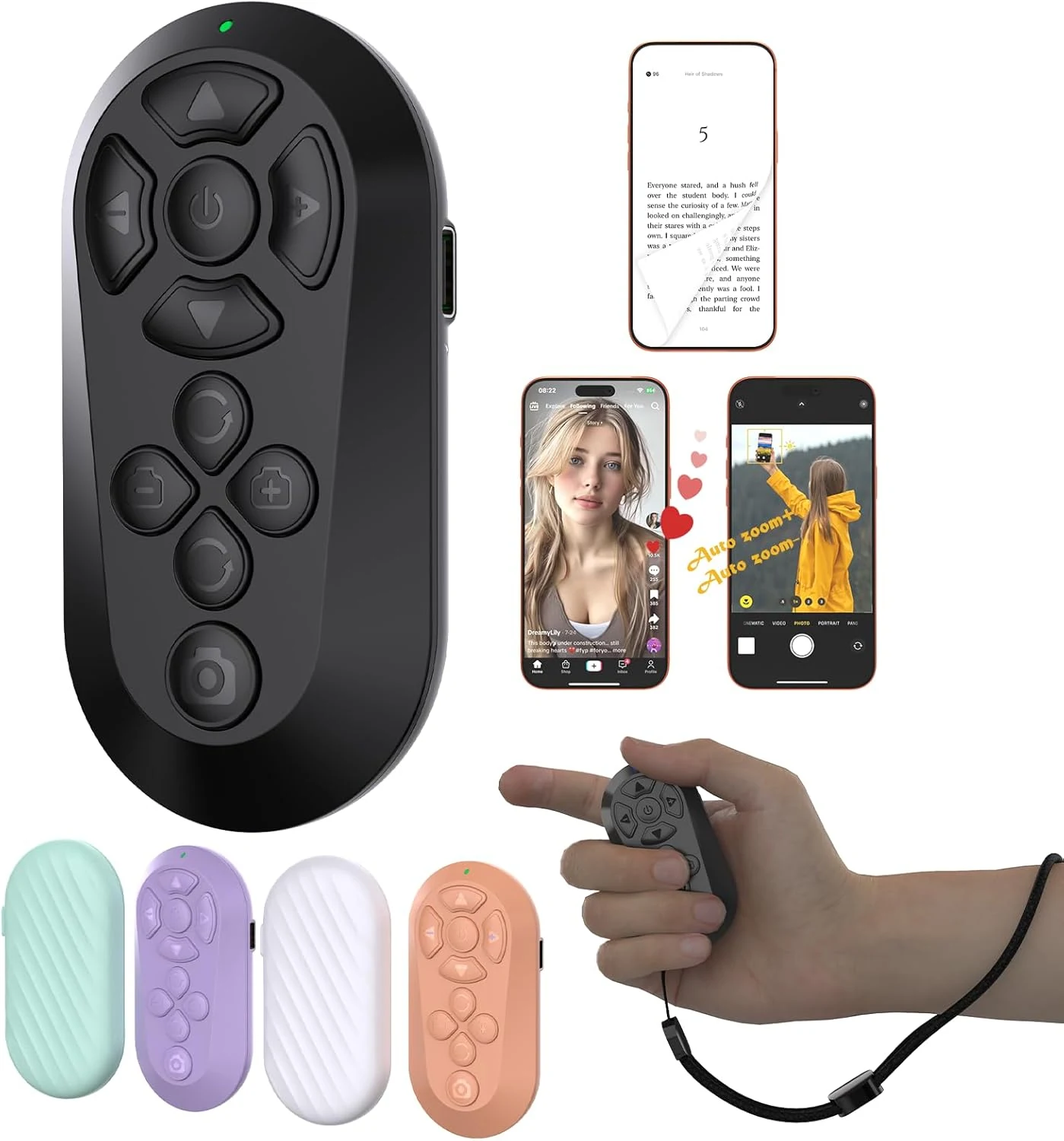 ZOZVO Wireless Remote Controller for iOS/Android Bluetooth (Black)