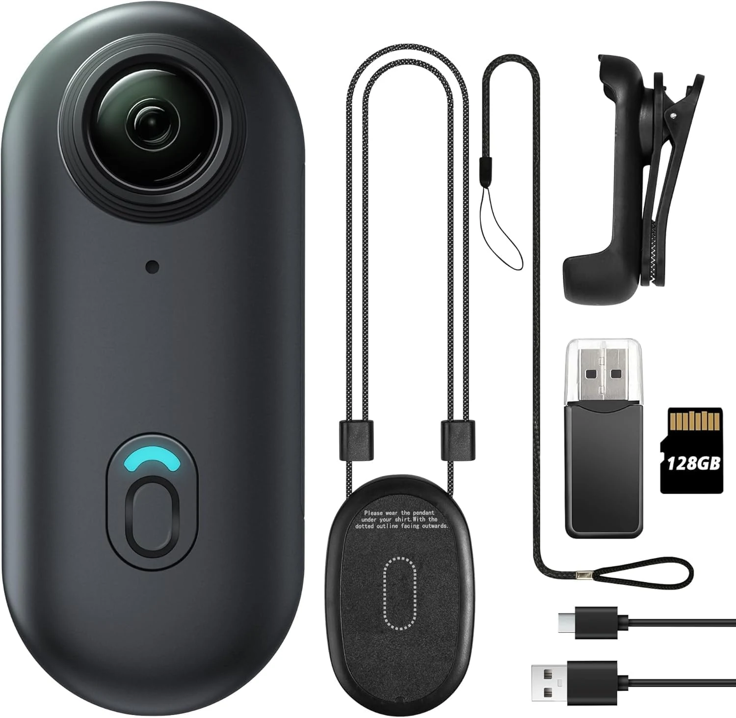 Meoilkolnm 4K 128GB Mini Body Camera, Wearable Action Body Cam