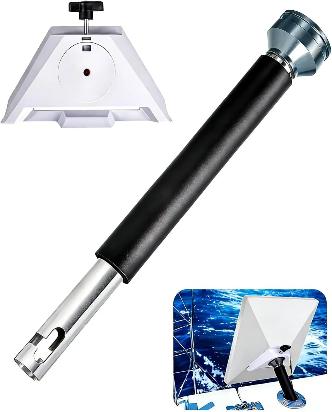 Starlink Mini Rod Holder Mount, Marine-Grade 316 Stainless Steel Boat Mount with Pipe Adapter for Starlink Mini Antenna