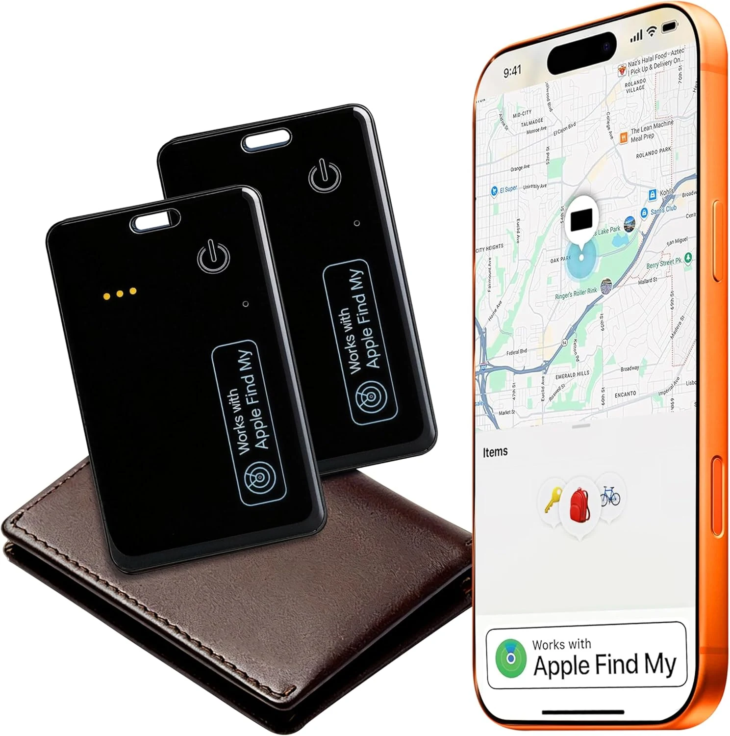 2-Pack Wallet Tracker Card for Apple Find My(iOS Only), Rechargeable Thin Finder with Wireless Charging