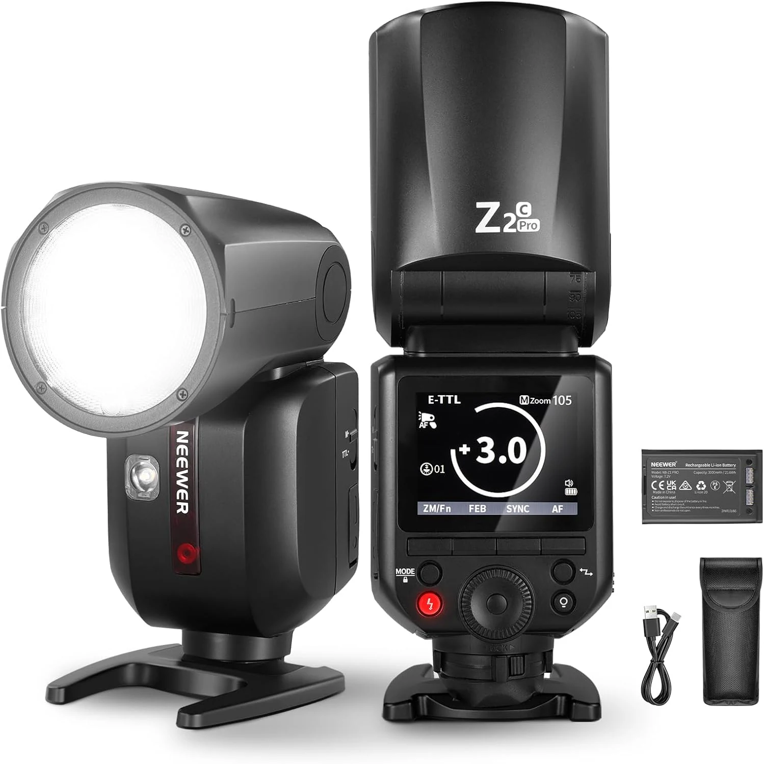 NEEWER Z2PRO-C 2.4G TTL Round Head Flash Speedlite Compatible with Canon