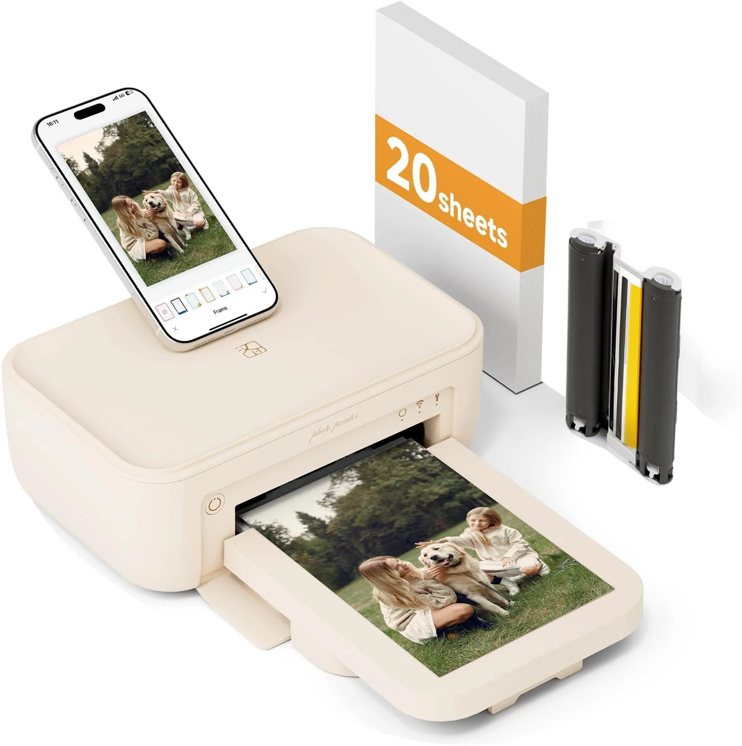 HPRT Photo Printer 4×6”+20 Sheets Photo Paper & 1 Ribbon, Wi-Fi Full-Color Instant Phone Phtoto Printer