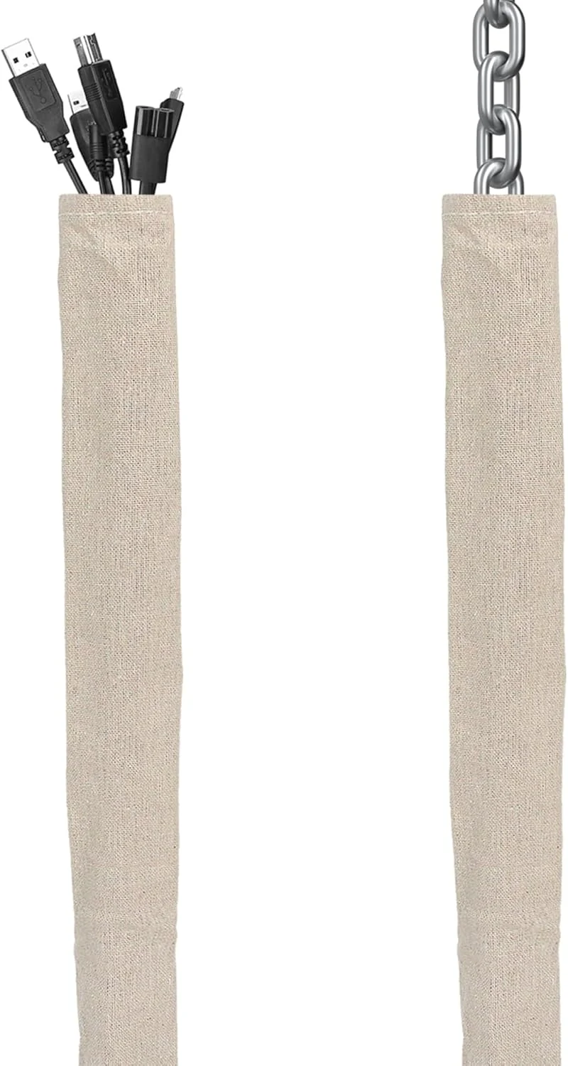 Fabric Cord Cover, 2 Pcs 6 Feet Chain Cable Sleeve, Chandelier Lighting Wire Cord Cover