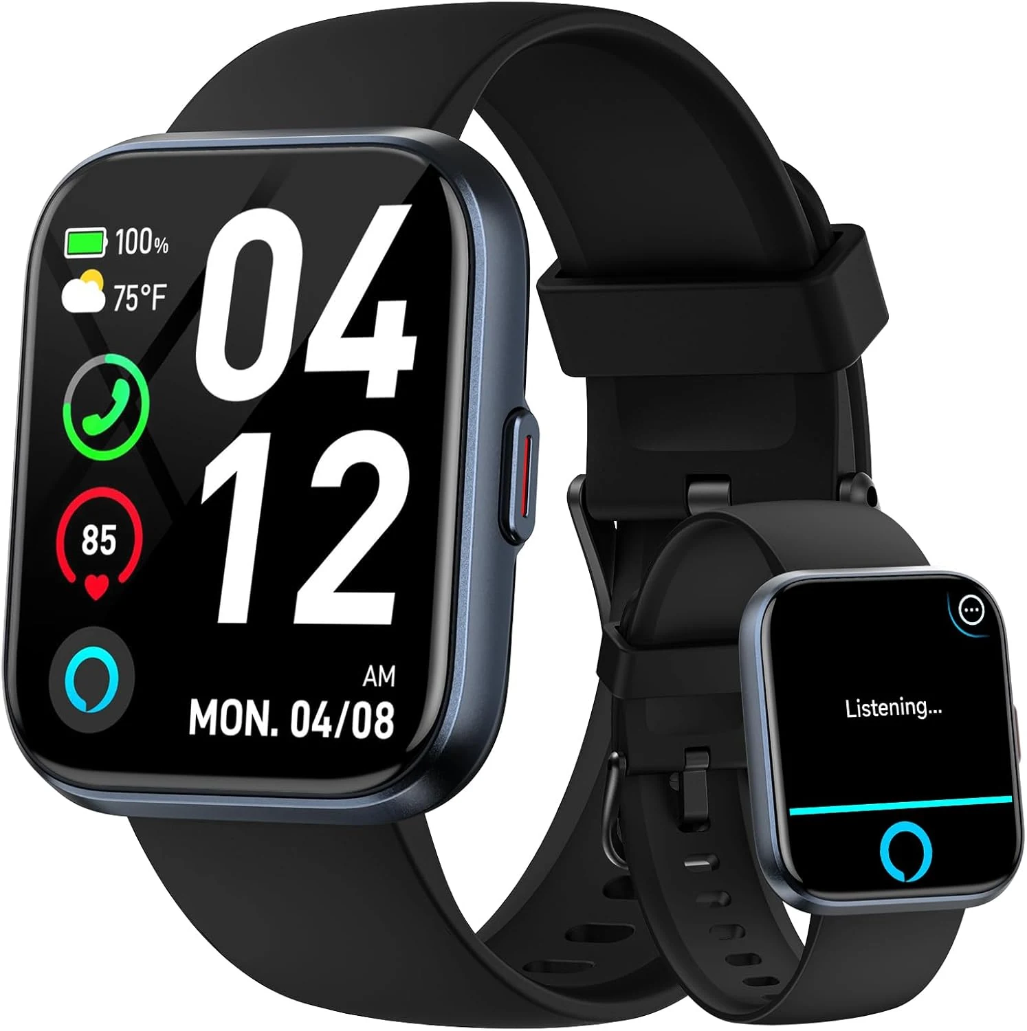 Smart Watches for Men Android & iPhone, 1.8" HD Alexa Built-in Smartwatches Fitness Tracker Watch with Bluetooth Calls, IP68 Waterproof, Heart Rate/Sleep/SpO2 Monitor, 110 Sport Modes - Black