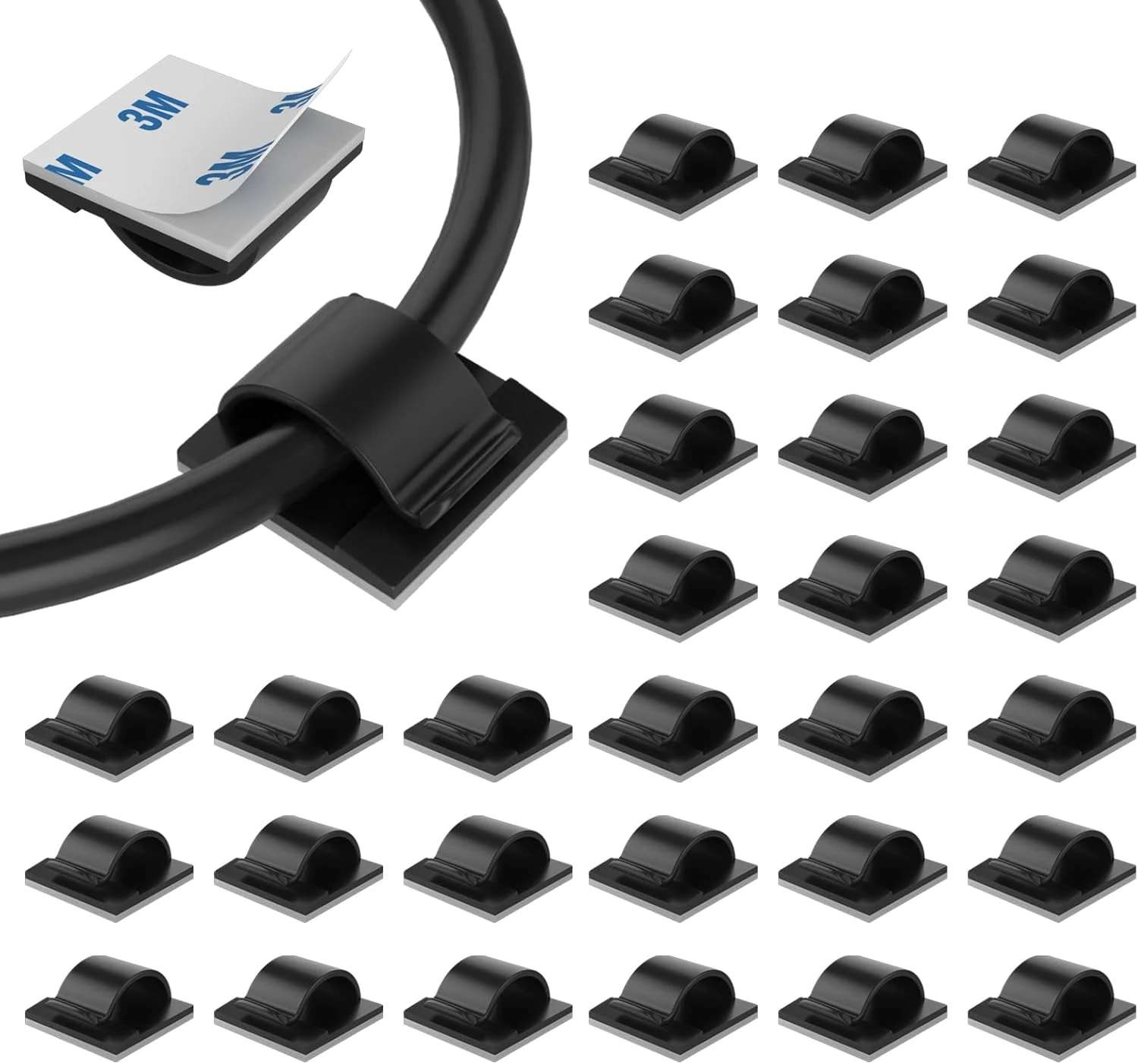 LinkDocs 30 Pieces Adhesive Cable Clips Wire Clips Cable Wire Management Wire Cable Holder Clamps