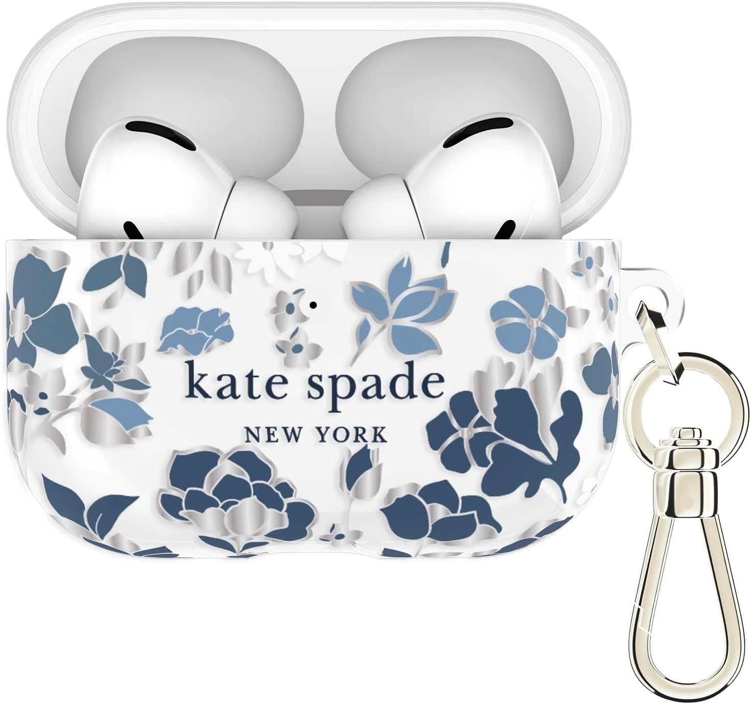 kate spade new york AirPods Pro 3 Protective Case with Keychain Ring Clip - Flowerbed Blue