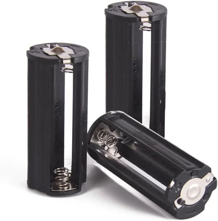 3Pcs AAA Battery Holder Adapter Black Cylindrical Battery Storage Case Holder for 3 x 1.5V AAA Batteries Flashlight Torch