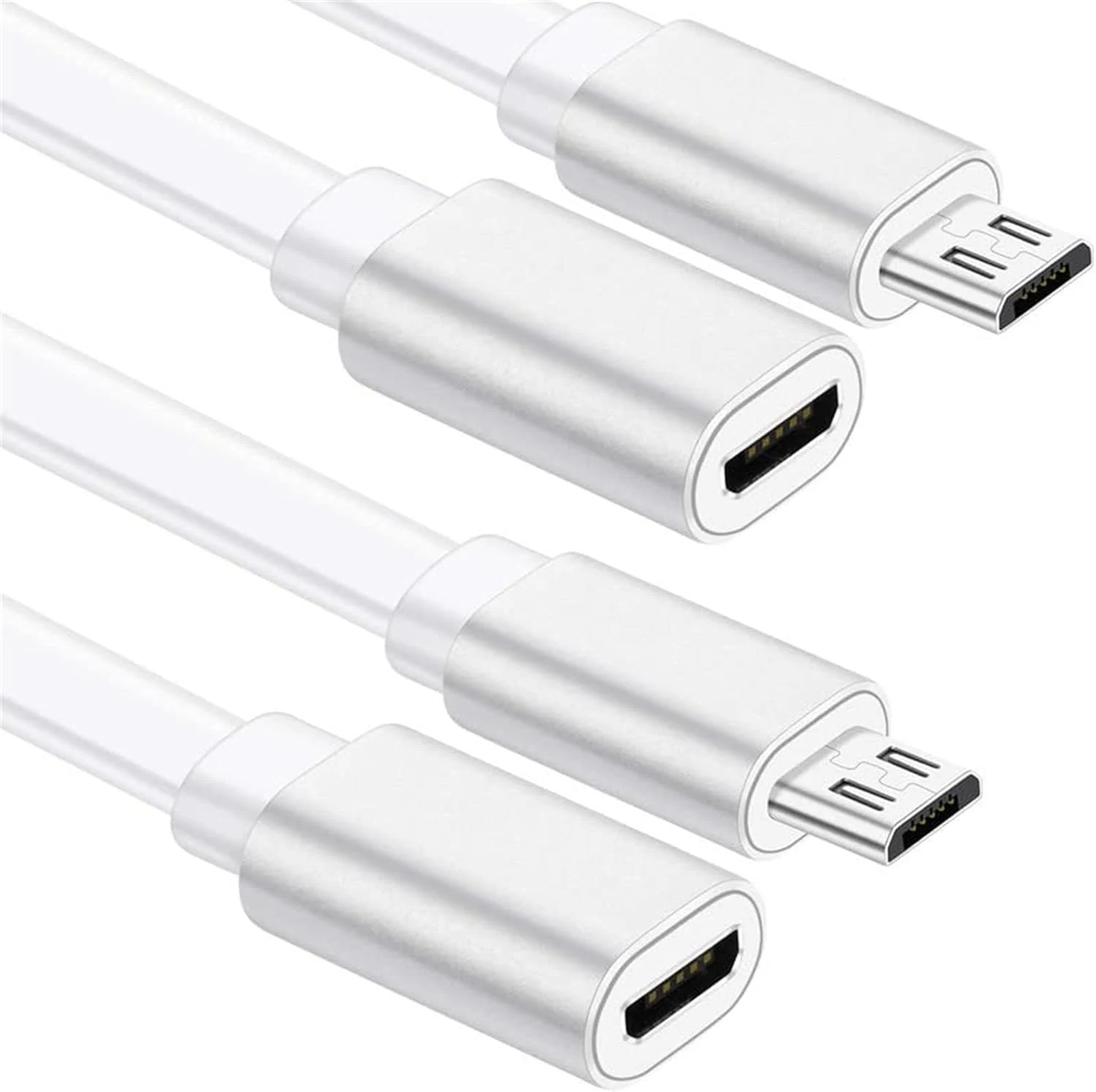 Sumind 2 Pack 20FT Total Micro USB Extension Cables, Male to Female Extender Cord (White)