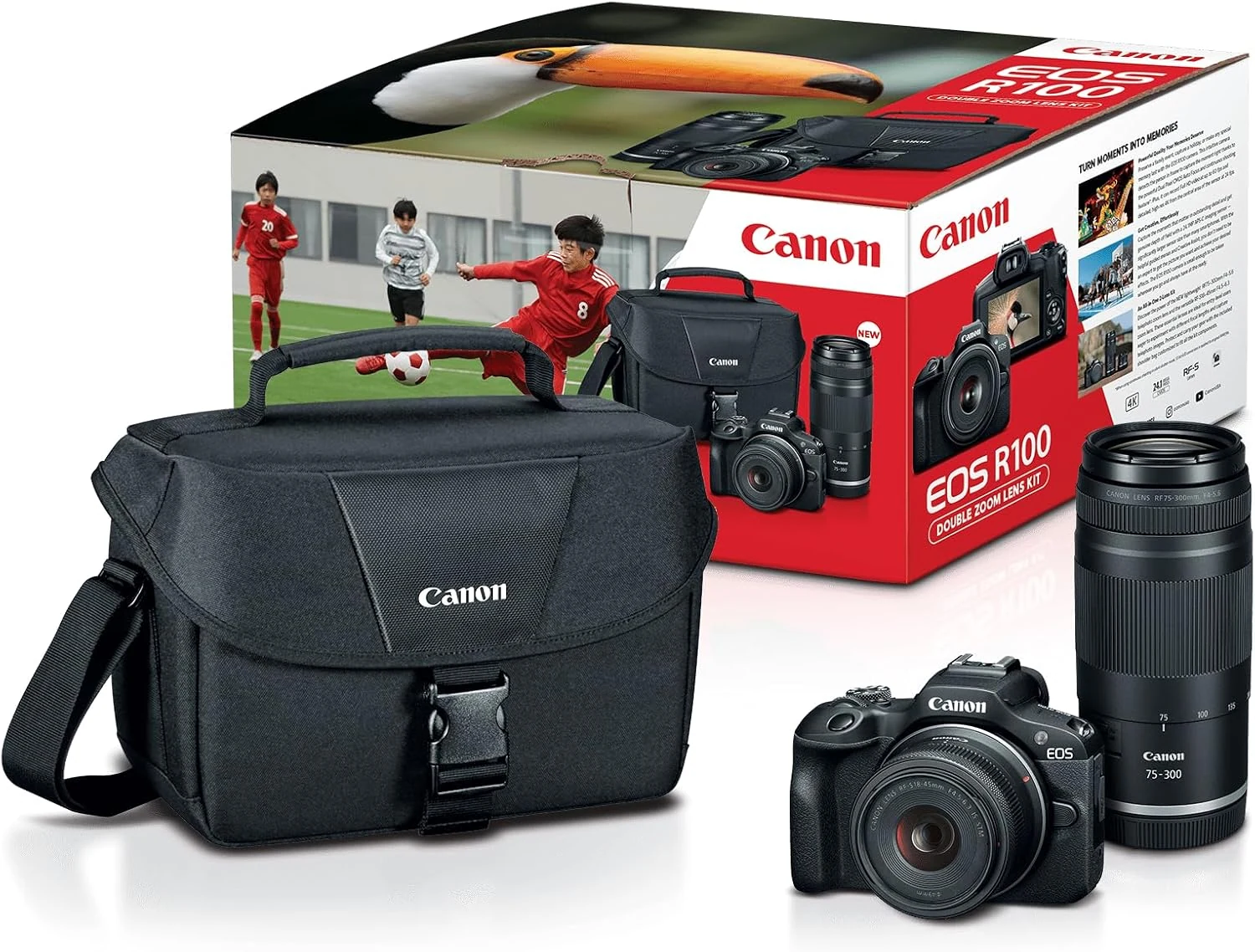 Canon EOS R100 Double Zoom Lens Kit, Black