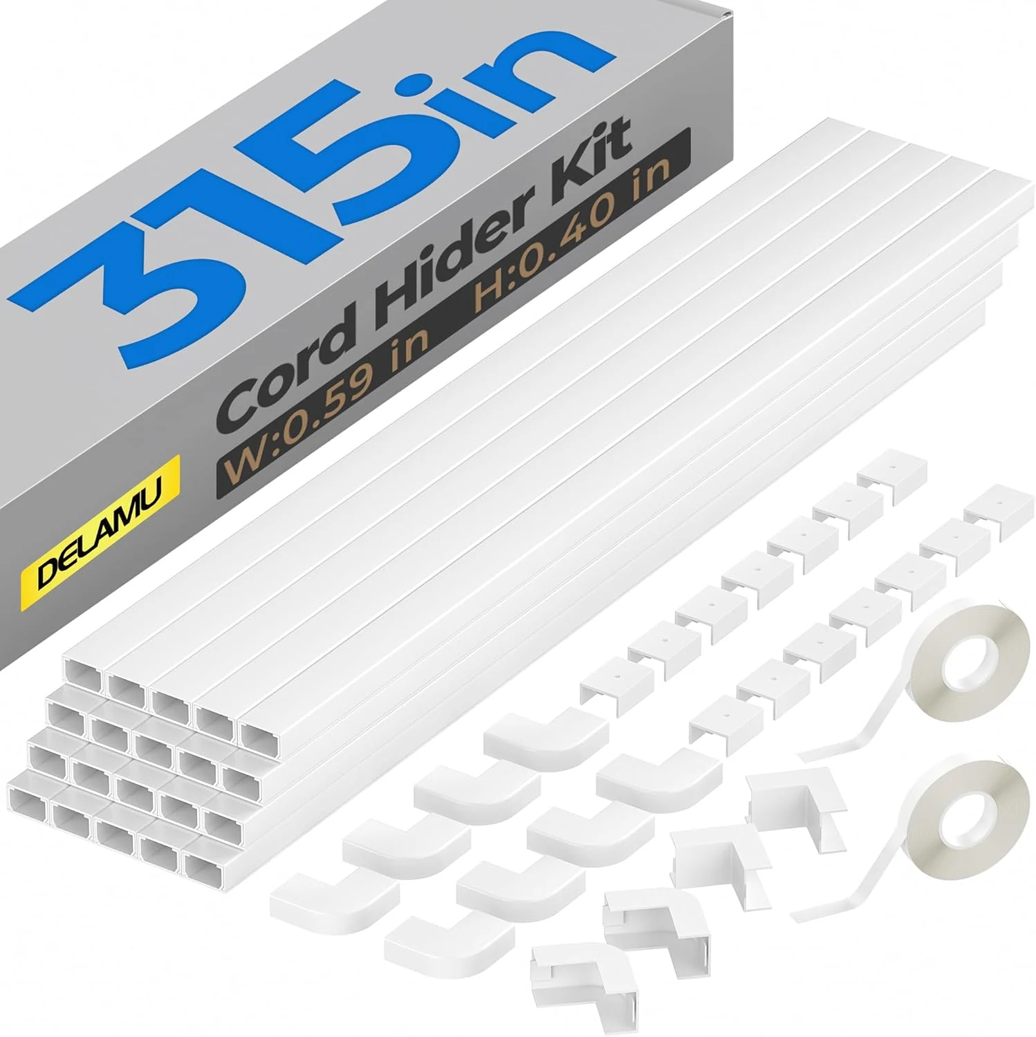 Delamu Cord Hider, 315in Total Cord Covers for Wires on Wall