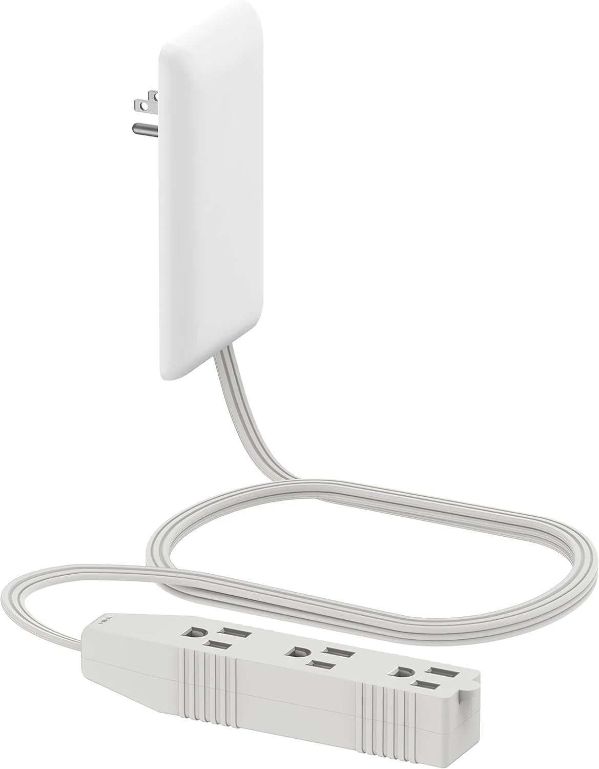 LIDER Flat-Face Outlet Extender with 3 Receptacles, Ultra-Thin Wall Plate Plug (3ft Cord, 1625W, ETL Listed)