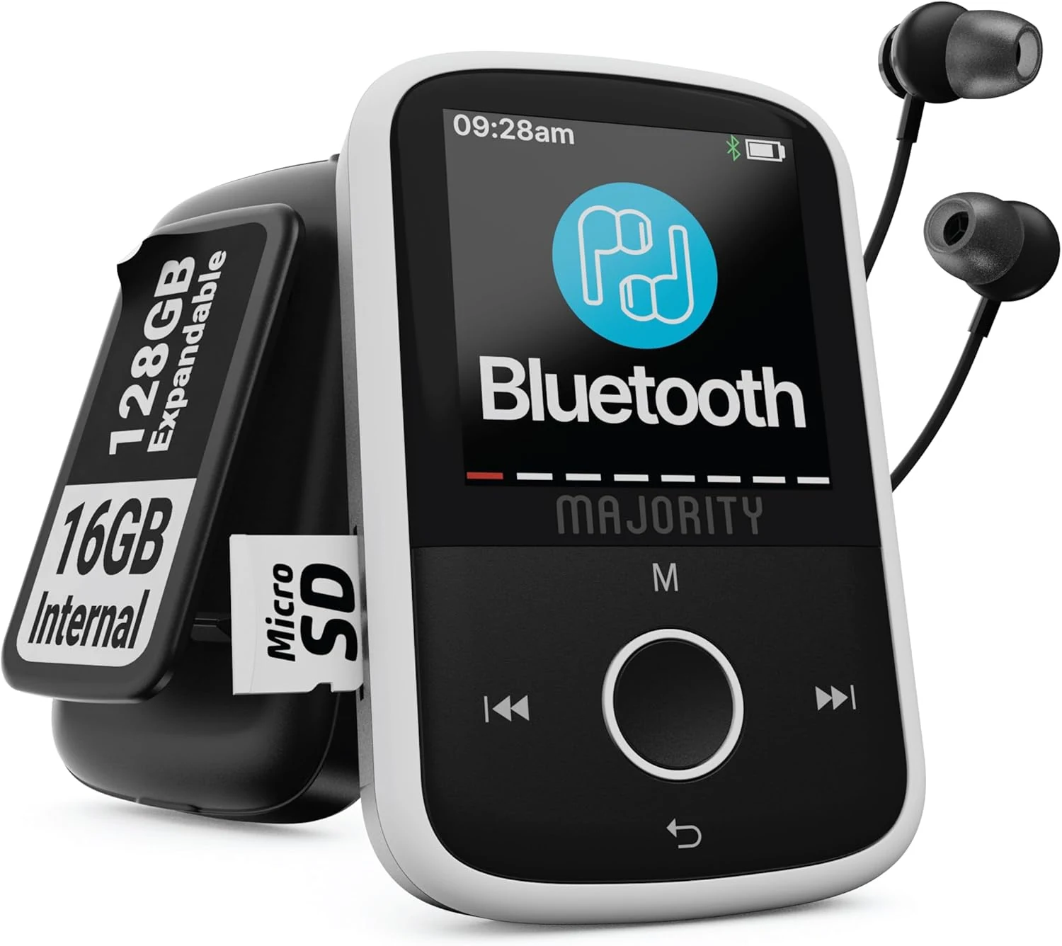 Majority MP3 Go (Bluetooth MP3 player with sports clip, HD color screen, USB-C, 16GB expandable)
