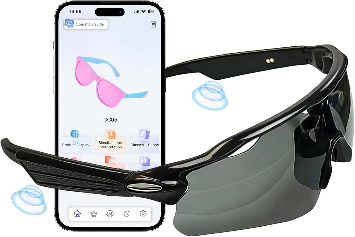 Bluetooth Sunglasses for Men Women (Open-Ear Speakers, Voice Assistant, UV400 Polarized Lenses)