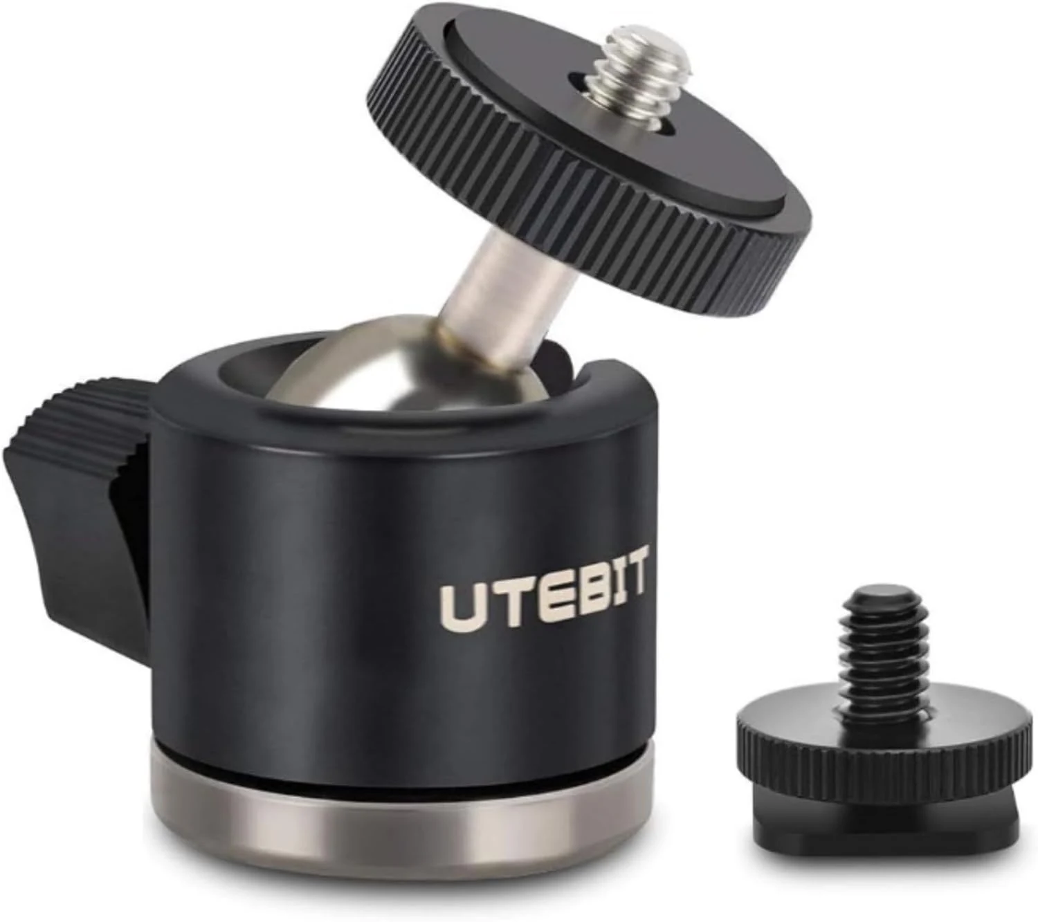 UTEBIT 20mm Mini Ball Head Tripod Head Mount with 1/4" hot Shoe, Black
