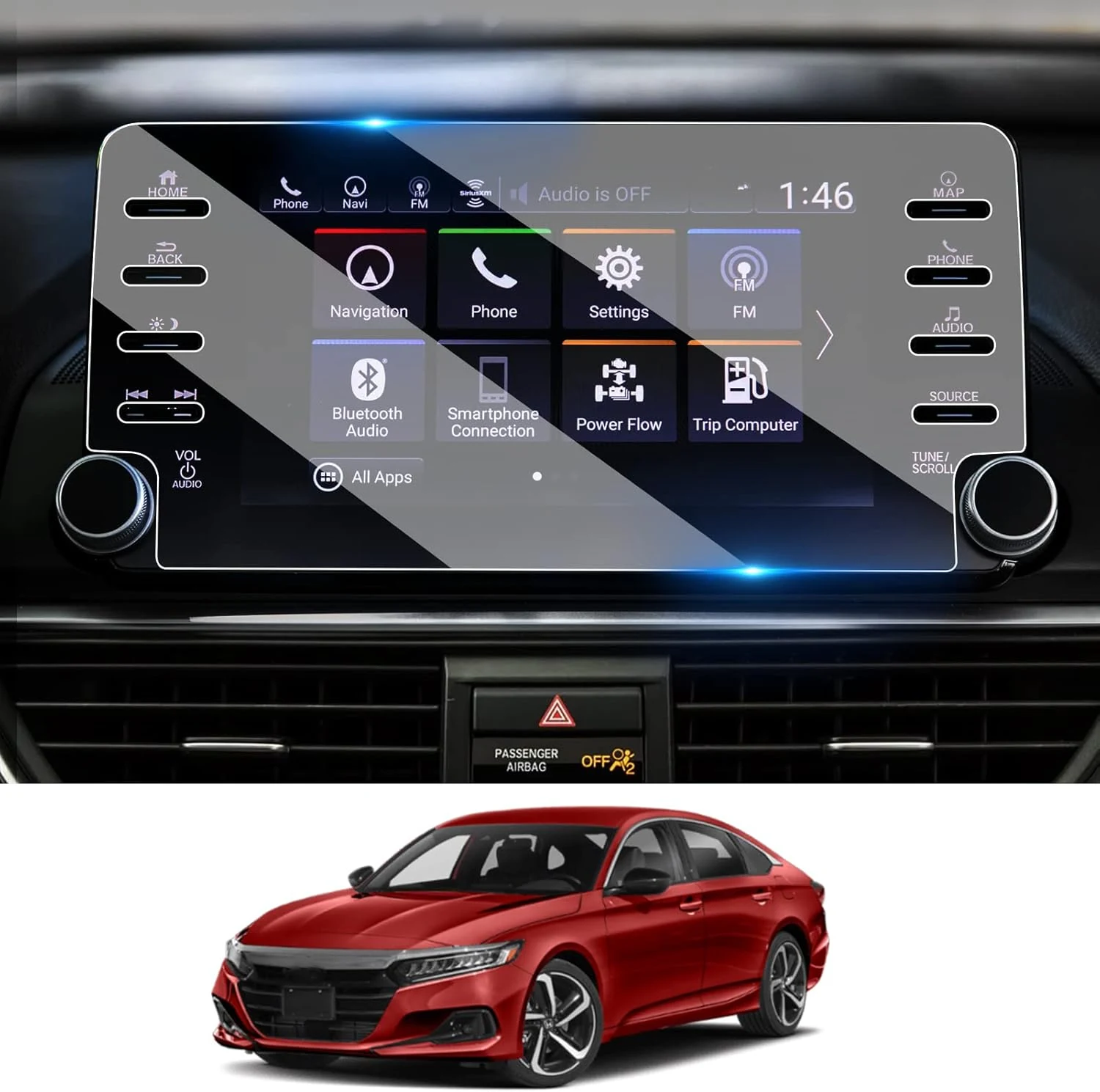 Moonlinks Compatible with Honda Accord 2018 2019 2020 2021 2022 Tempered Glass Screen Protector (8-inch)