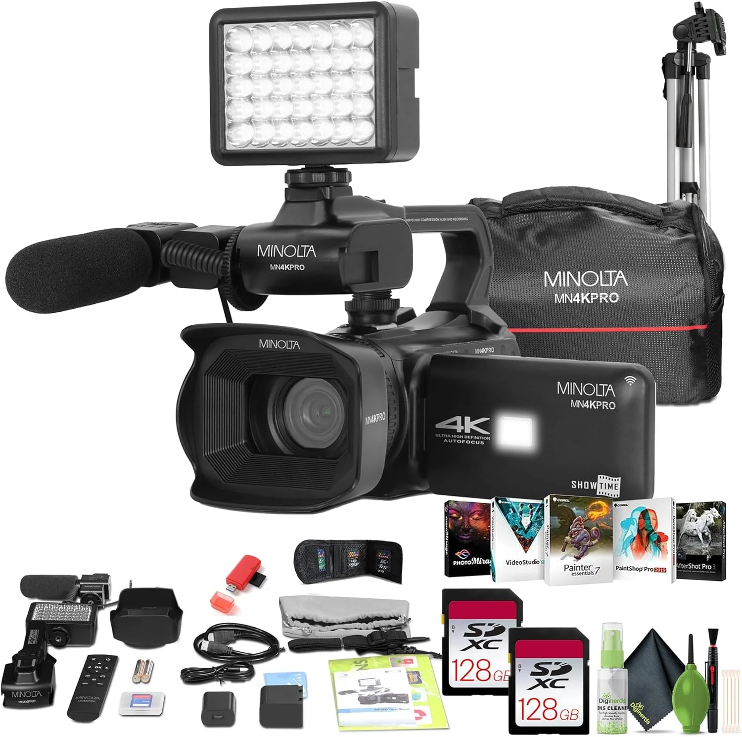 Minolta MN4KPRO 4K60FPS UHD 64 MP Autofocus Pro Camcorder Kit