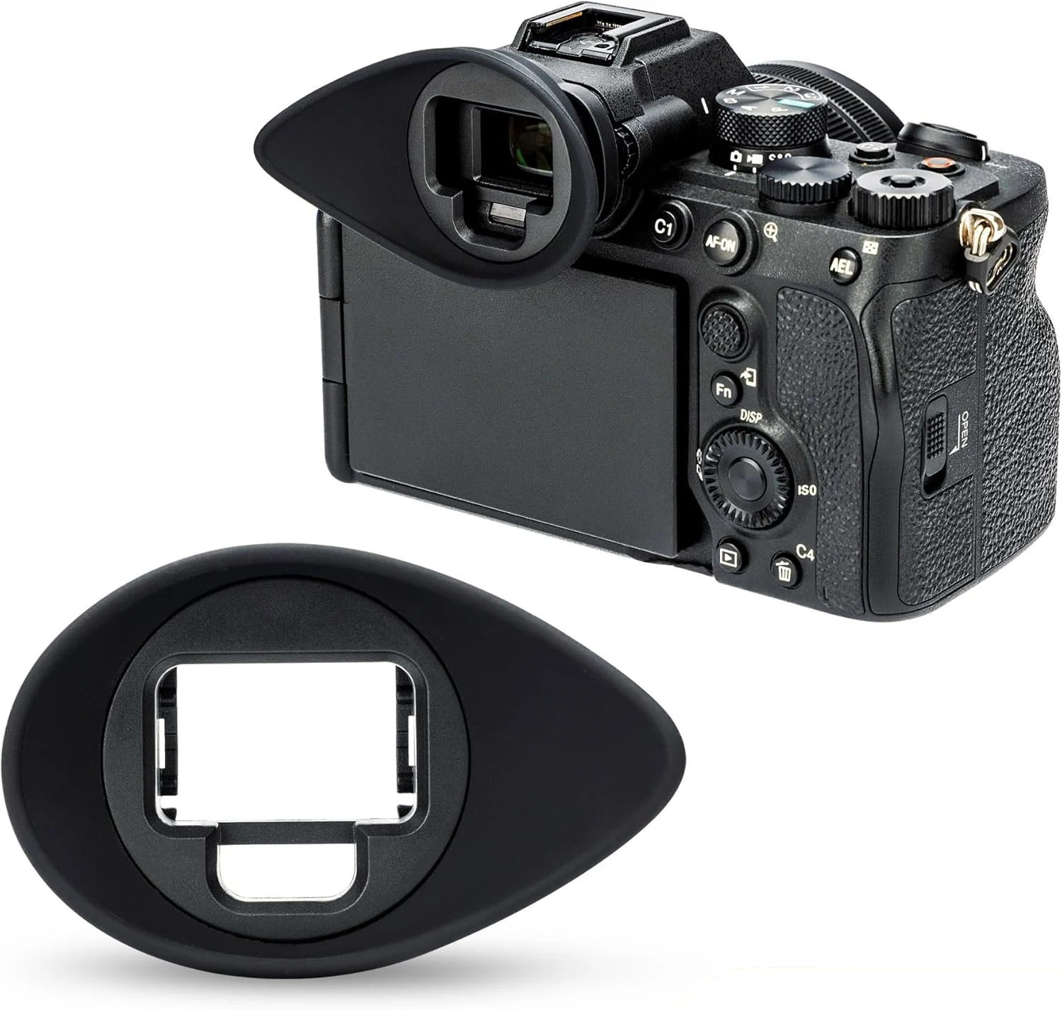 [Large Version] A7IV A7RV A9III A7SIII A1 Eyecup Eyepiece, Camera Viewfinder Eyeshade for Sony Alpha A7M4 A7R5 A9M3 A7S3 A1, 360 Rotating Extension Oval Design, Replace Sony FDA-EP19 Eye Cup