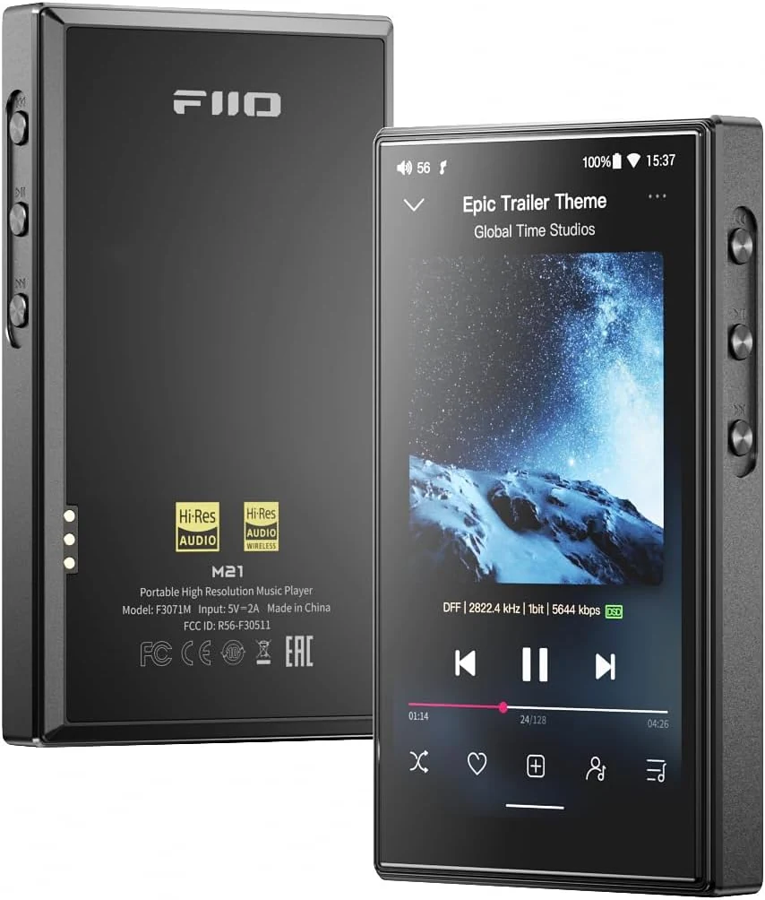 FiiO M21 Android 13 Portable Music Player MP3 Snapdragon 680 4* CS43198 DAC Chips Hi-Res Audio DSD Bluetooth LDAC (Black)