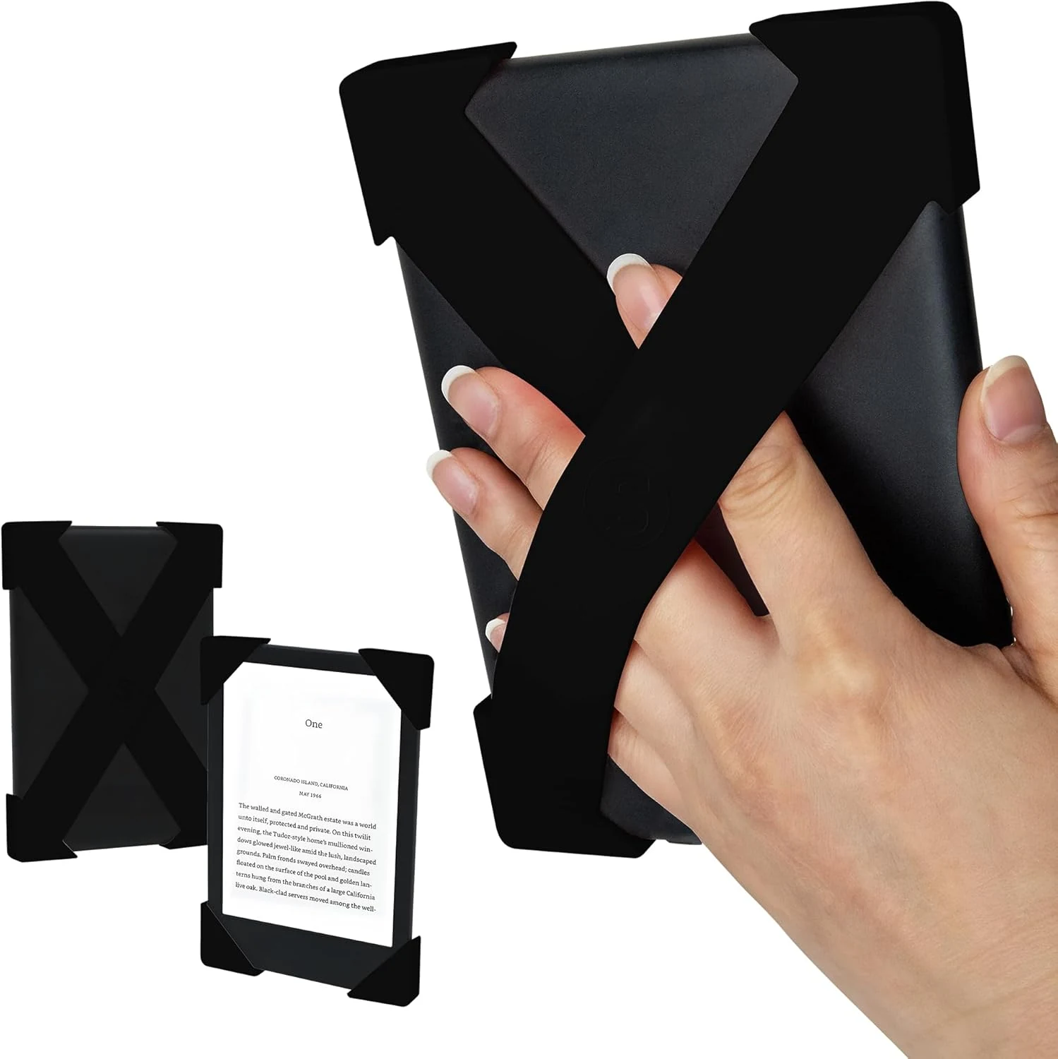 Strapsicle Silicone Hand Straps | Accessory for Kindle Paperwhite 6.8–7" (2021–2024) and Kobo Aura HD | 2‑Pack | Black