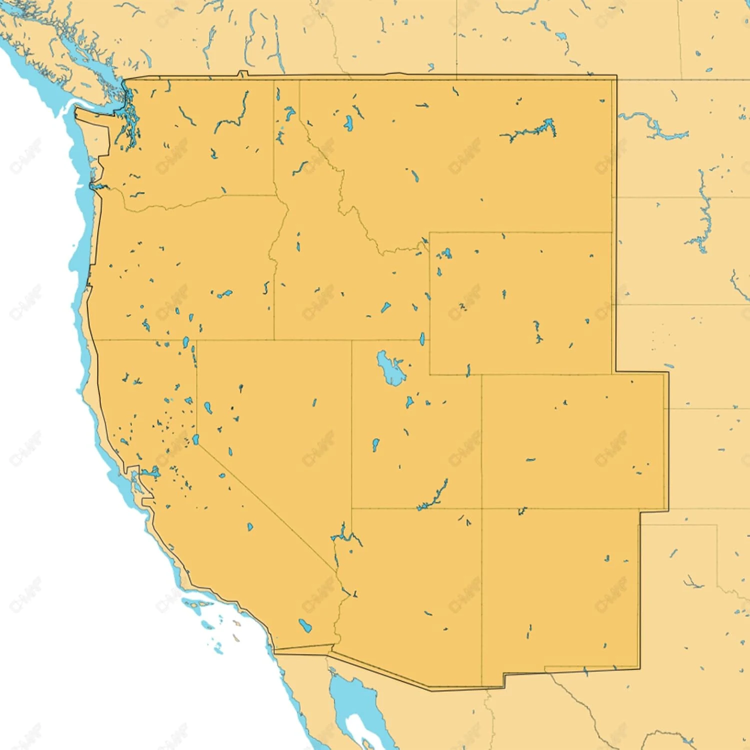 C-MAP Reveal - US Lakes West, Map Card for Marine GPS chartplotters