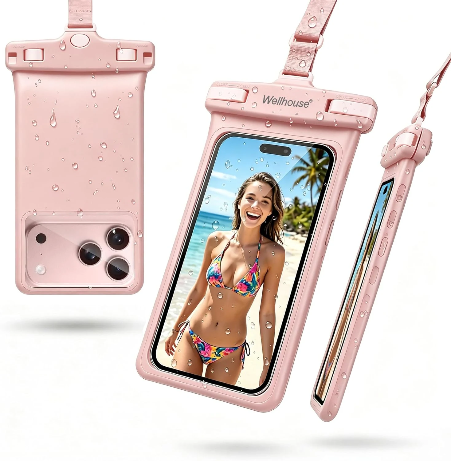 wellhouse 3D Waterproof Phone Pouch with Lanyard, Premium TPU 100FT Deep Waterproof Phone Case
