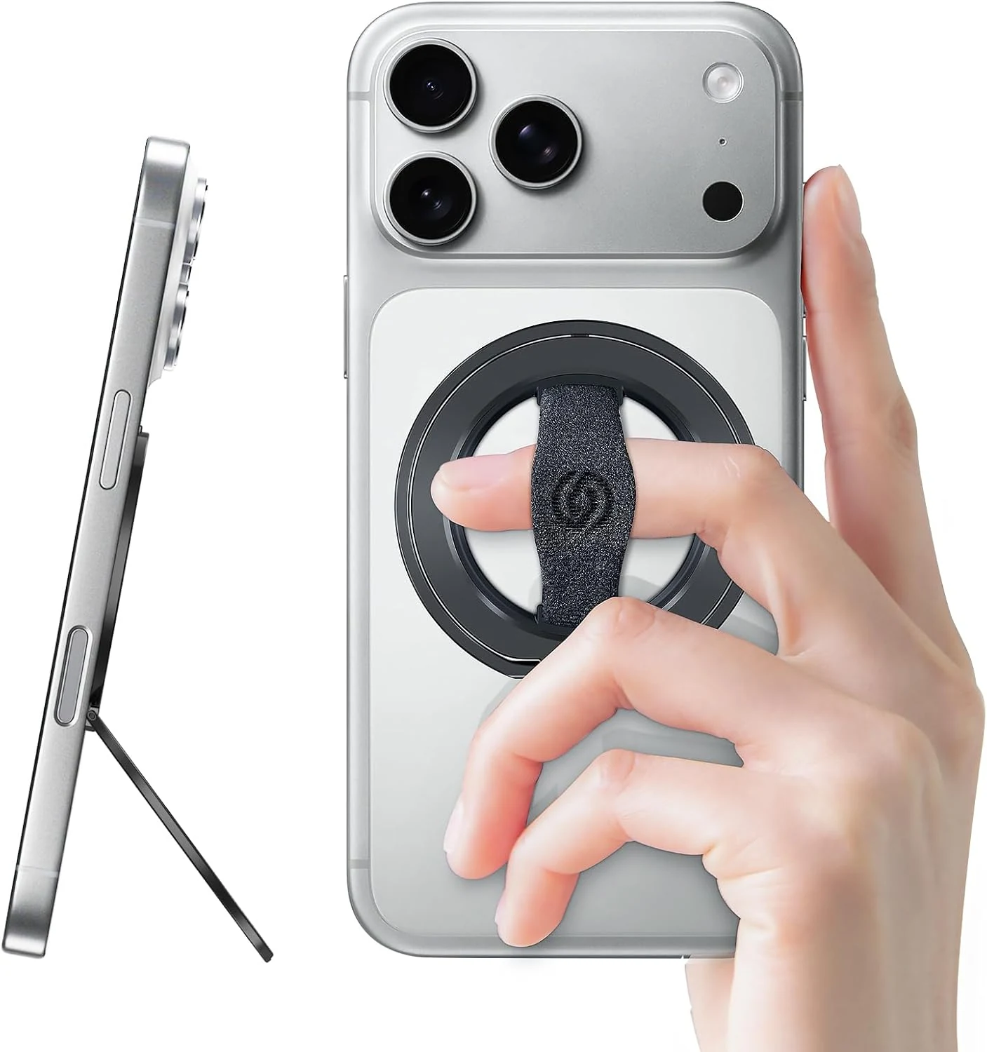EWA MagOne 3rd Gen [Compatible with MagSafe] Phone Grip Stand with Finger Strap, Removable Magnetic Ring Holder Kickstand Loop
