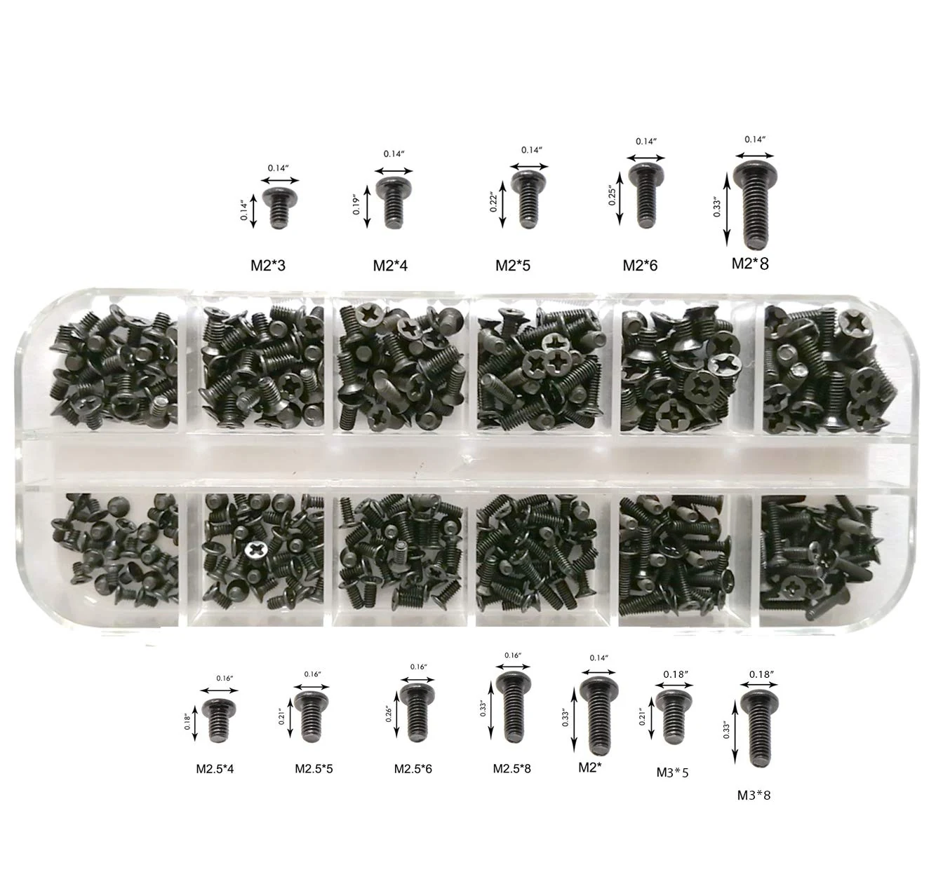 Persberg 360pcs 12sizes Laptop Notebook Tiny Computer Replacement Screws Assortment Kit (Black, M2/M2.5/M3)