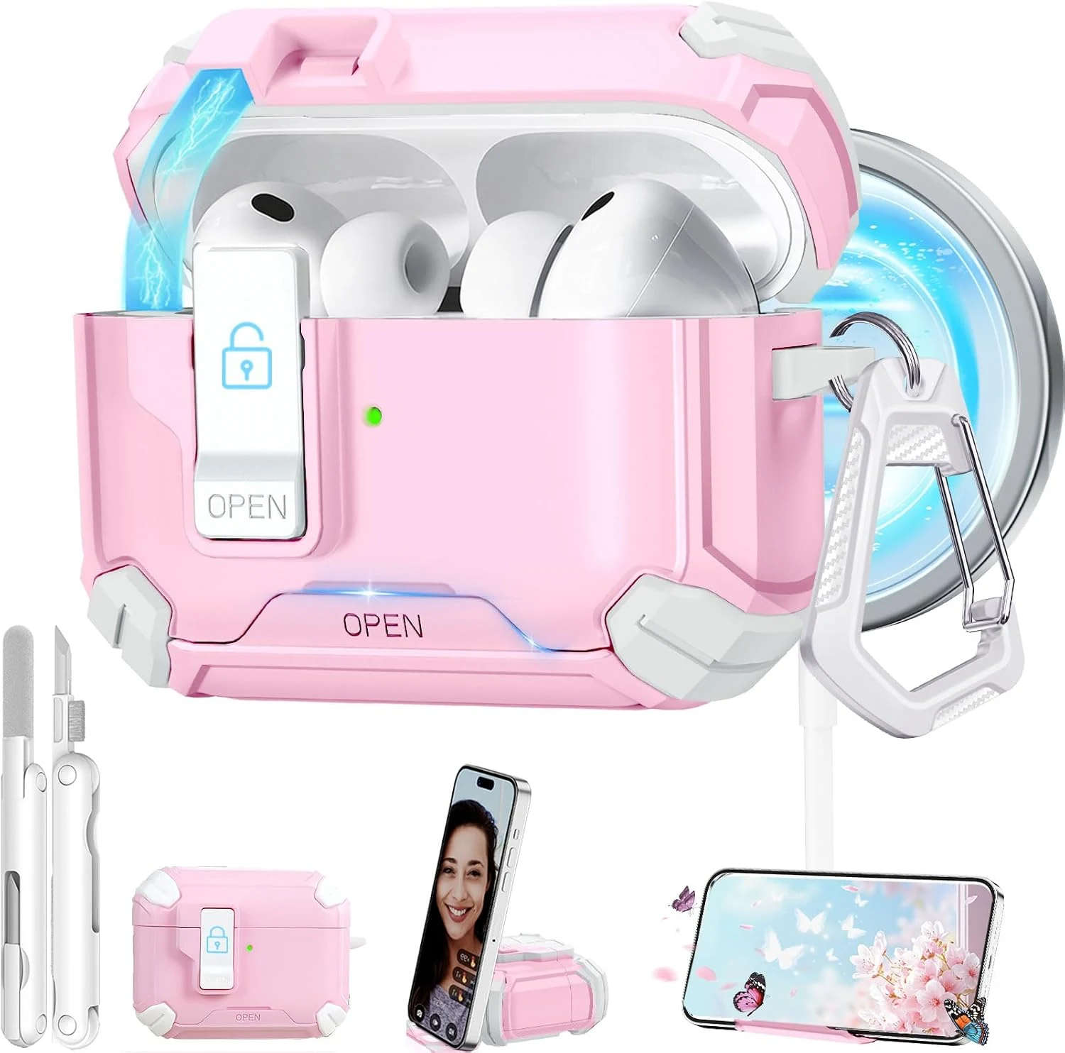 Ekoonpft for Airpods Pro 3 Case, Compatible with MagSafe, Secure Lock