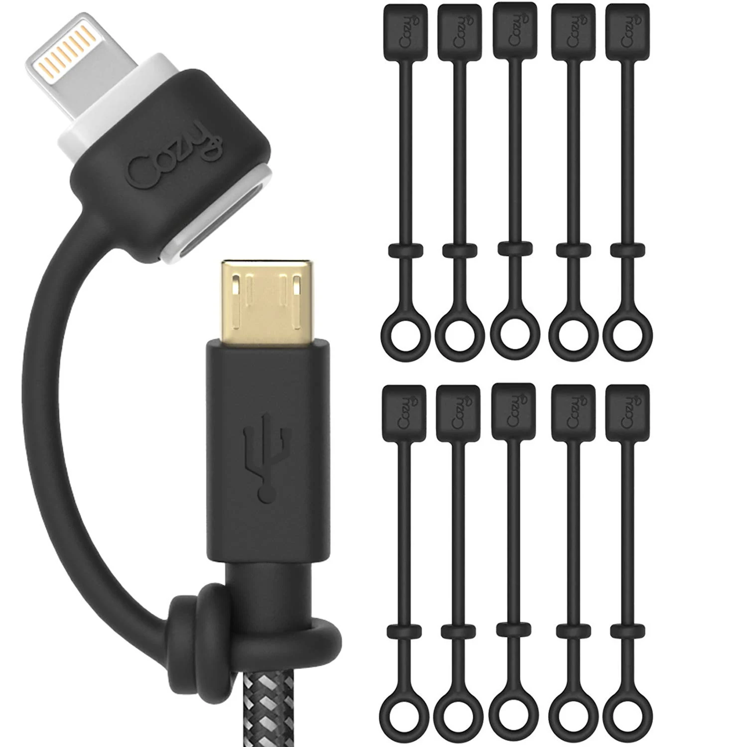 Cozy [10-Pack Silicone Charging Cable Keeper and Adapter Tether]
