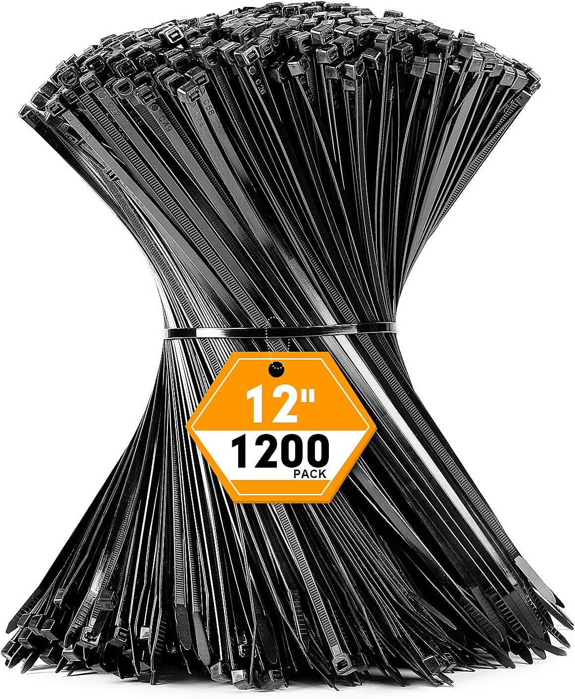 RAZCC 1200pcs Black Cable Zip Ties 12 Inch, Heavy Duty