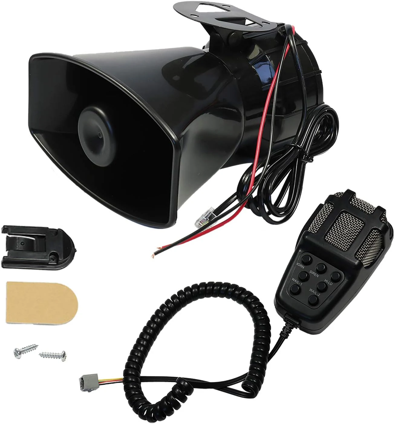 JDMSPEED Car Siren Horn 7 Tone Sound Siren Police Mic PA Speaker Car System Emergency with Microphone Amplifier-100W