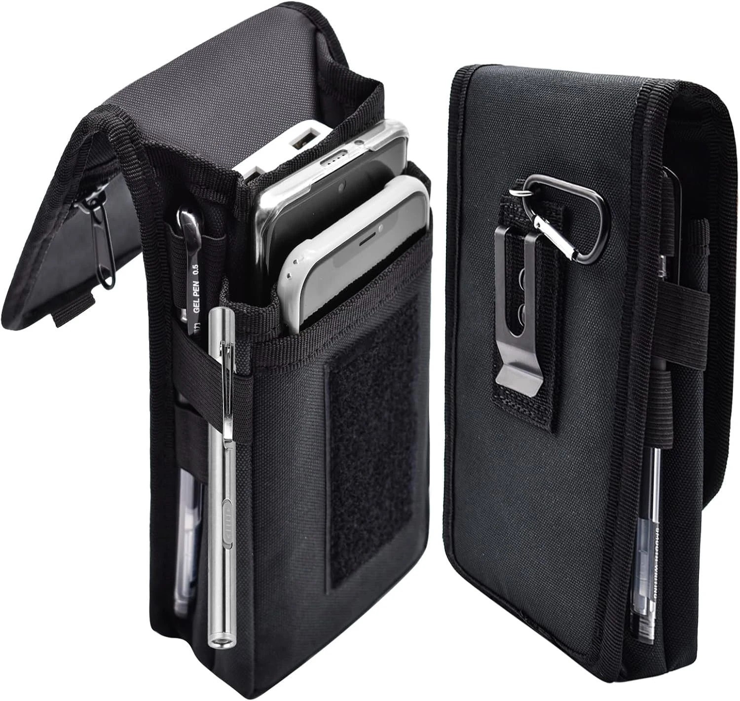 Dual Phone Holster, Large Smartphone Pouch, Belt Clip Tool Pouch (XL) by KATOLK