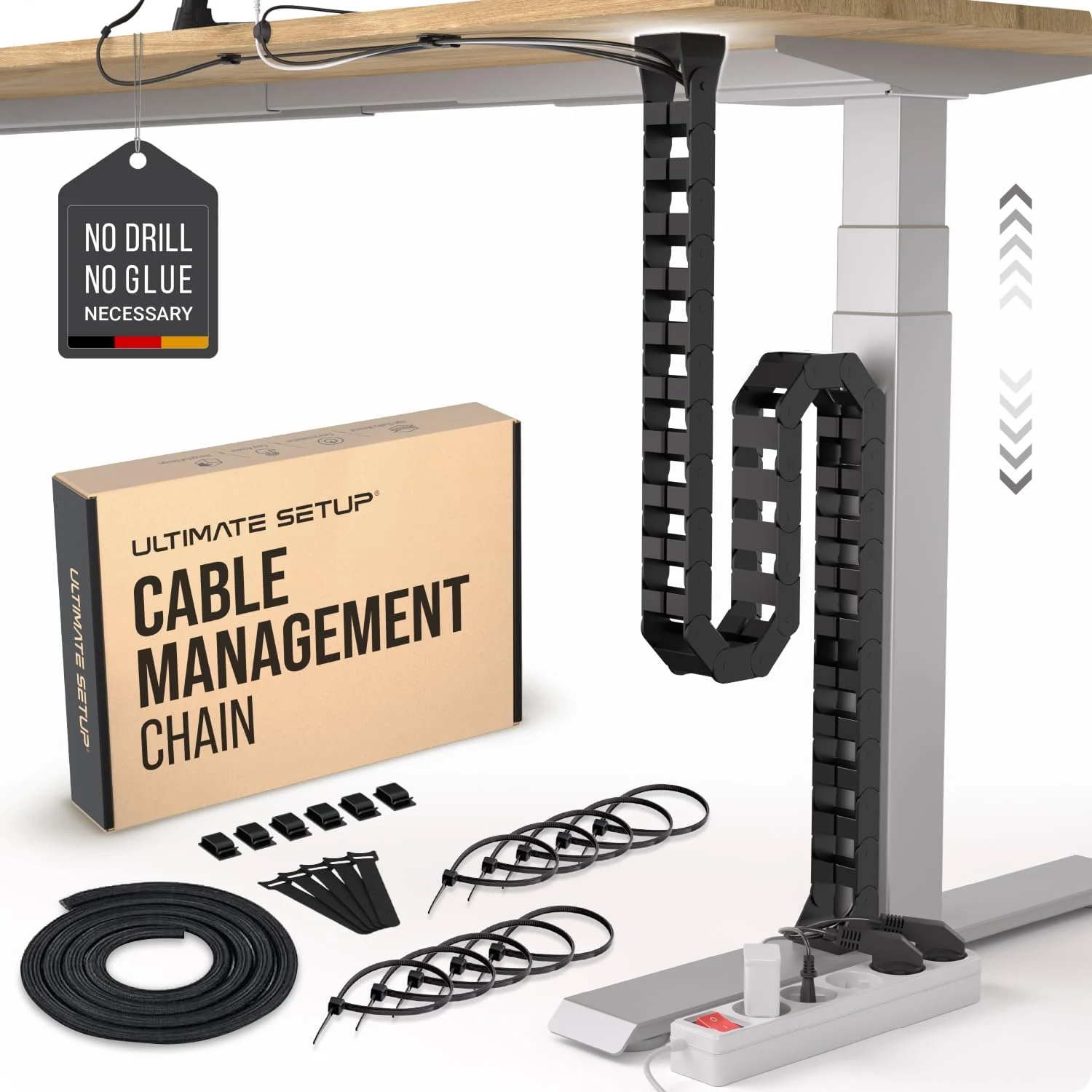Ultimate Setup Under Desk Cable Management Vertebrae (Black, 133 cm)