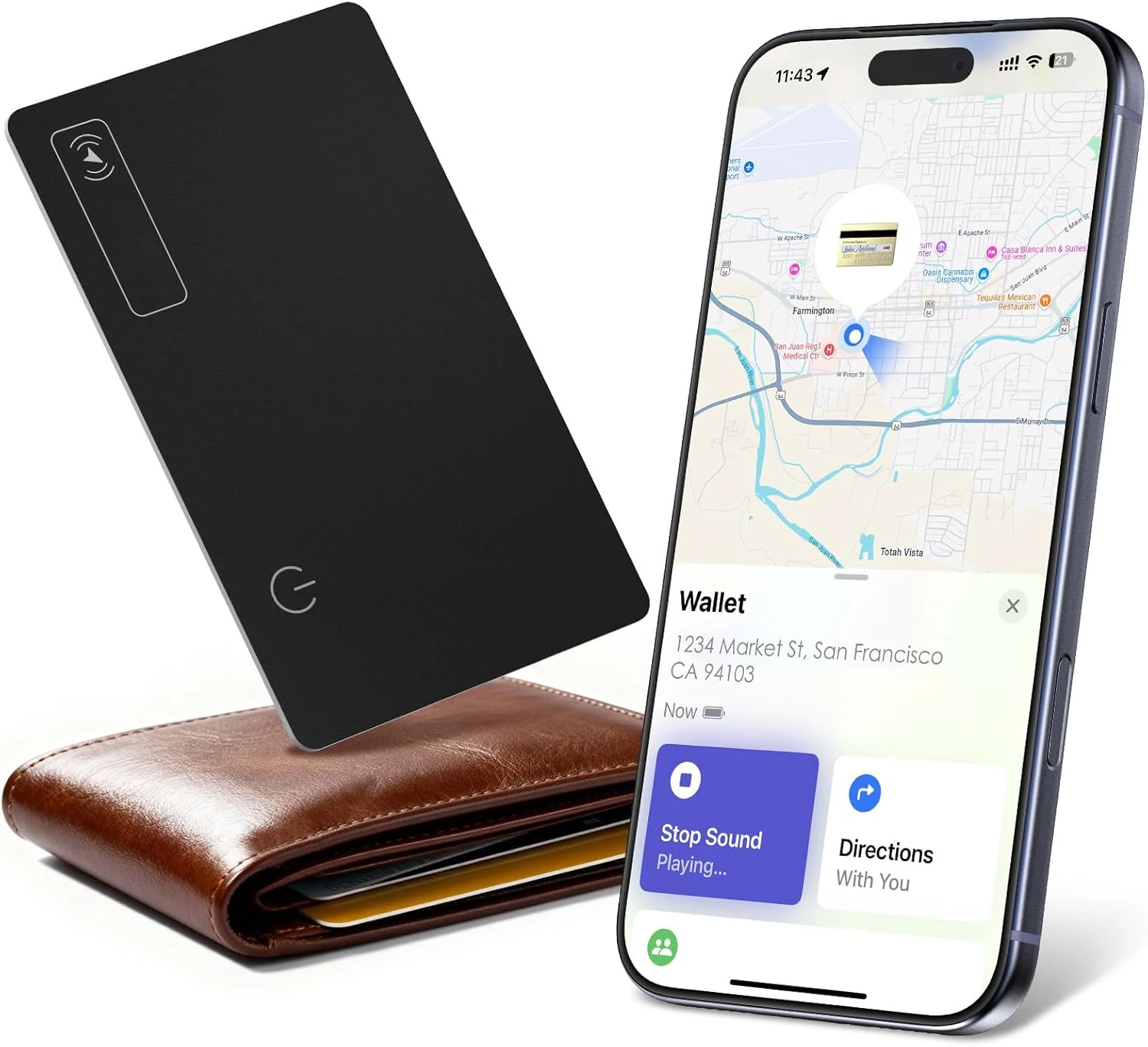 Wallet Tracker Card (Compatible for iOS only), 0.07in Slim Tracking Card, IP68 Waterproof Bluetooth Tracker Compatible with Apple Find My