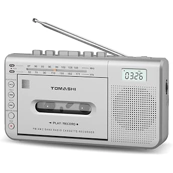 TOMASHI Portable Cassette Player with AM/FM Radio, 3.5mm Headphone Jack, Built-in Microphone