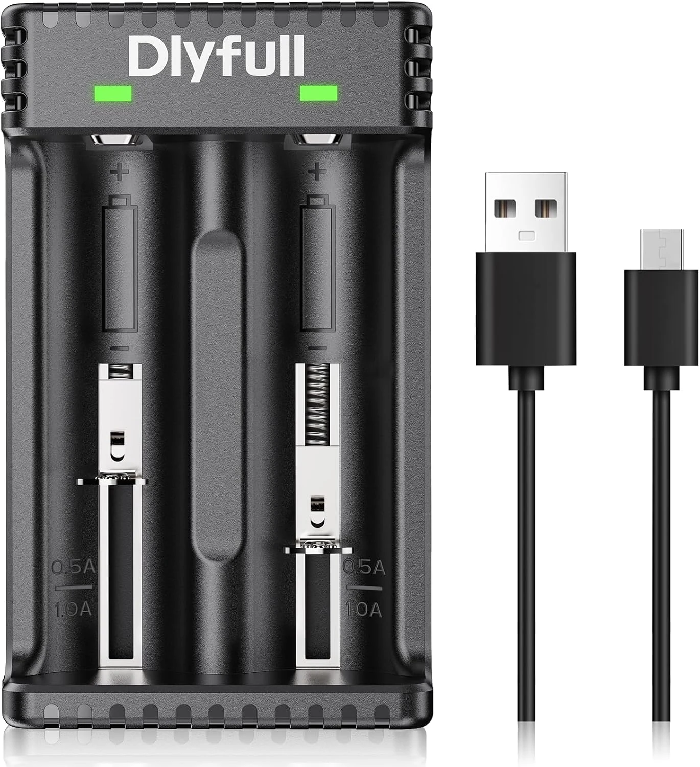 Dlypow 2-Slot 18650 Battery Charger (Micro USB, LED Status)