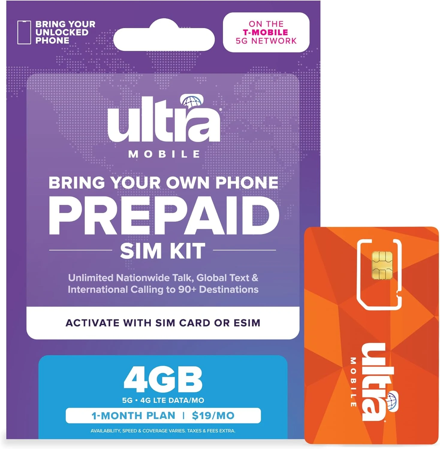$19/mo. Ultra Mobile Prepaid Phone Plan with Unlimited Talk, Text and 4GB of 5G • 4G LTE Data (SIM Card Kit)