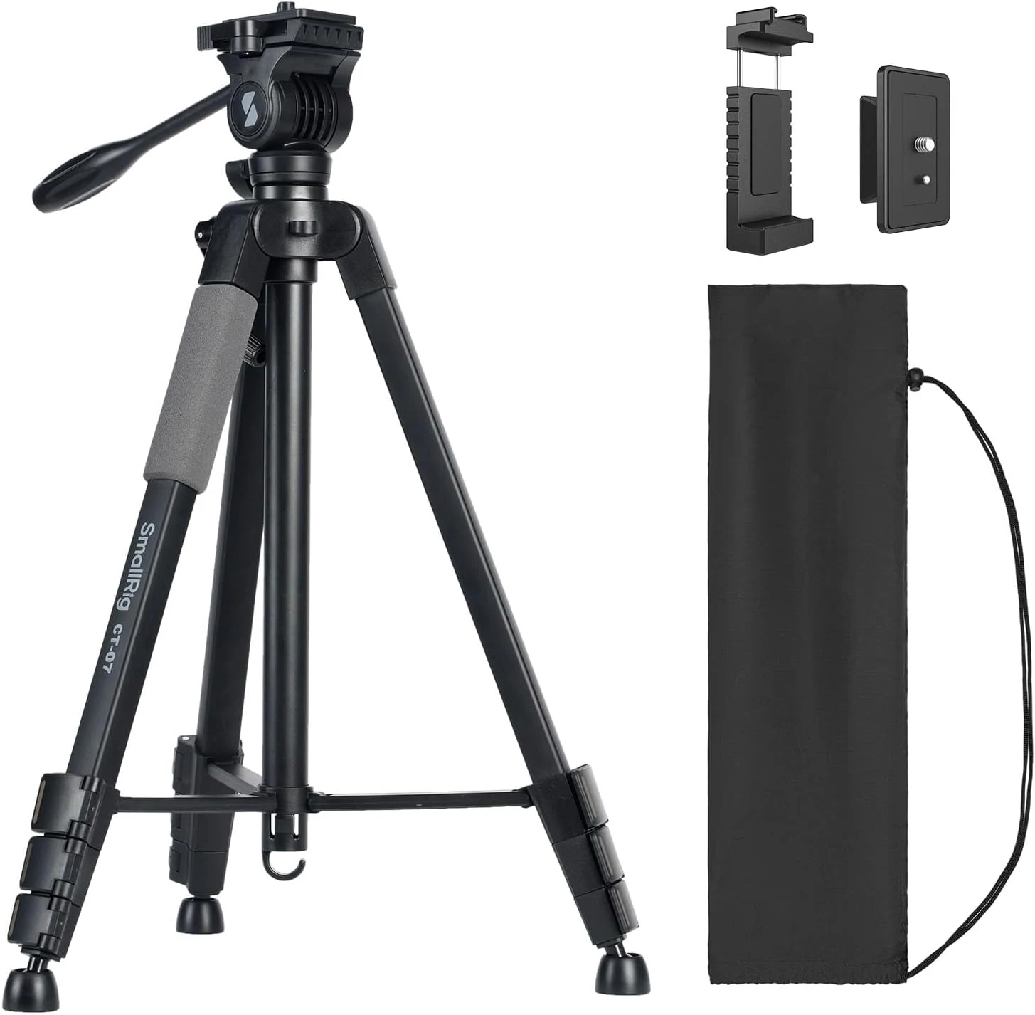 SmallRig CT-07 Aluminum Camera Tripod Stand, 63.4" Travel Tripod for iPhone and Cameras