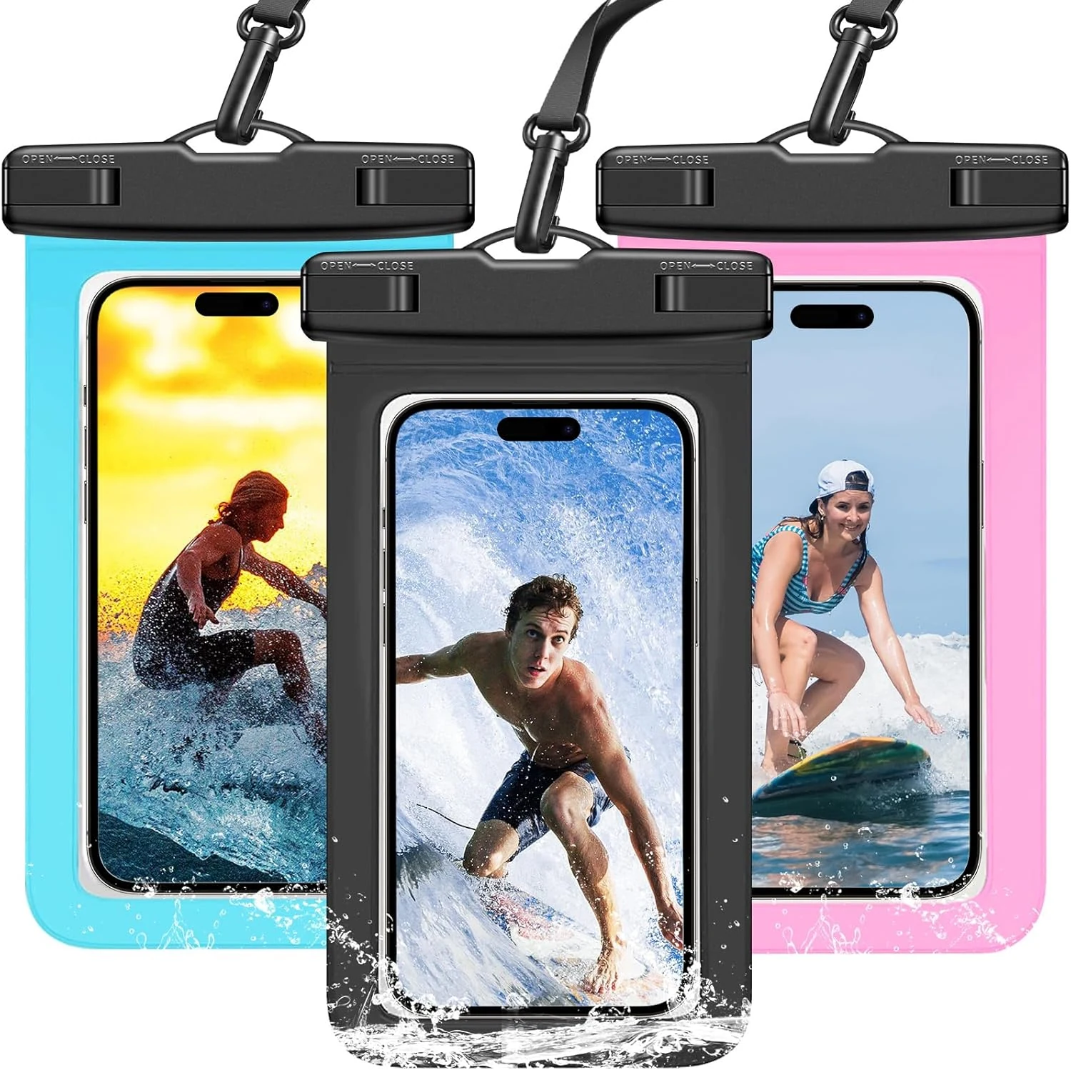 3 Pack Waterproof Phone Pouch IPX8 Universal Waterproof Case Dry Bag Phone Protector