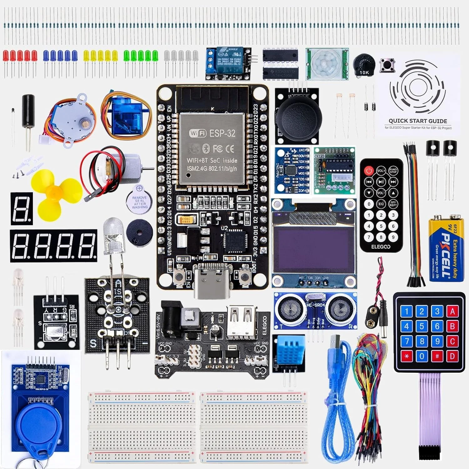 ELEGOO ESP-32 Super Starter Kit with Tutorial and Development Board USB-C Dual Core Microcontroller Support