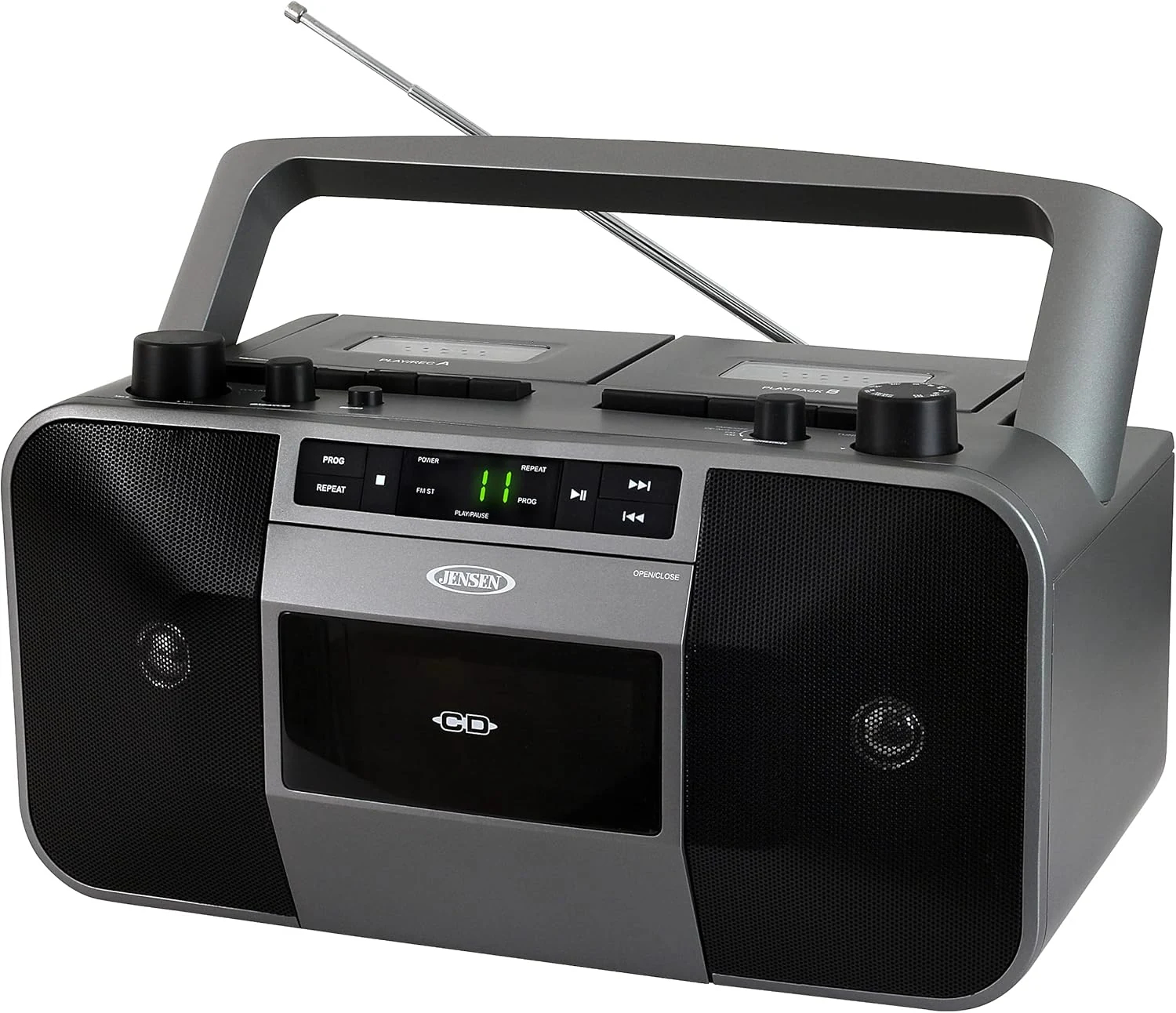 JENSEN MCR-1500 Portable Stereo CD Player and Dual-Deck Cassette Player/Recorder with AM/FM Radio
