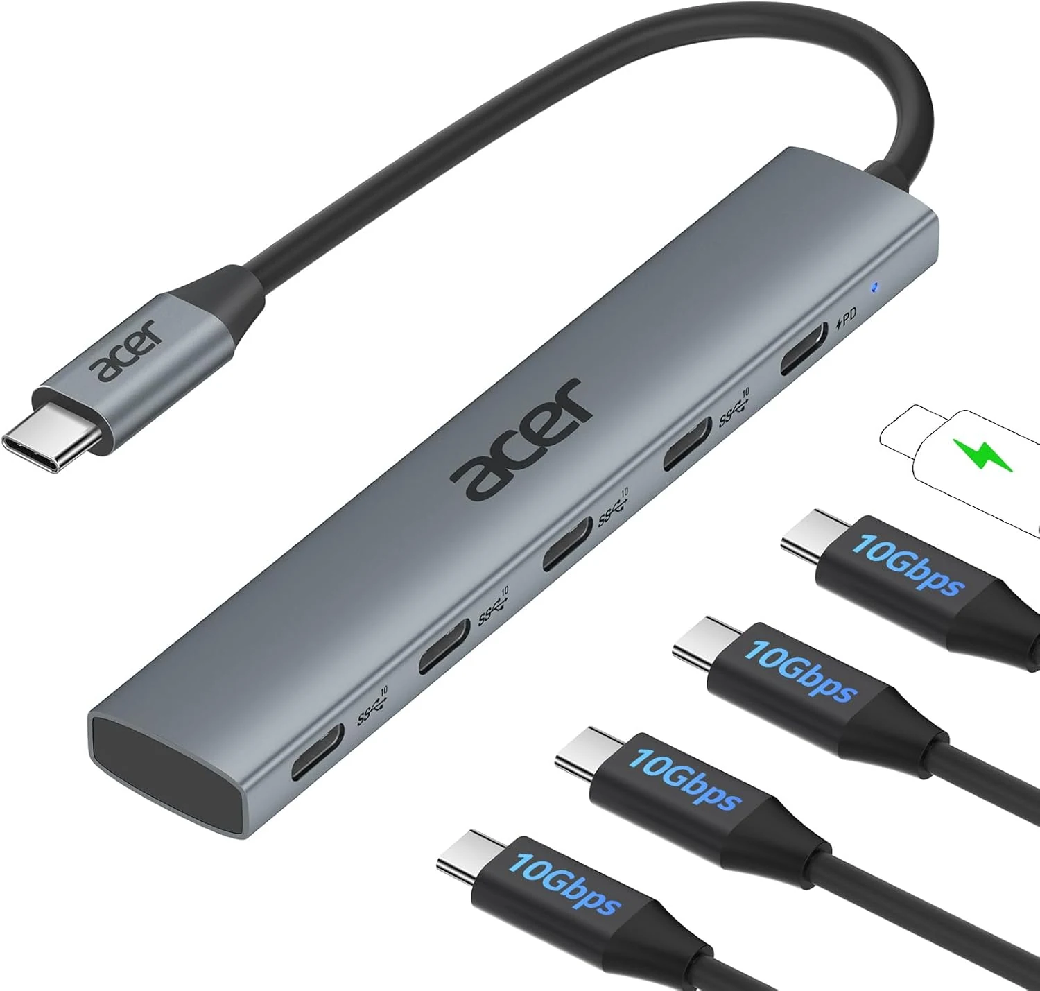 Acer 10 Gbps USB C Hub, USBC Splitter with 4*USB C 3.2 and 100W PD Port