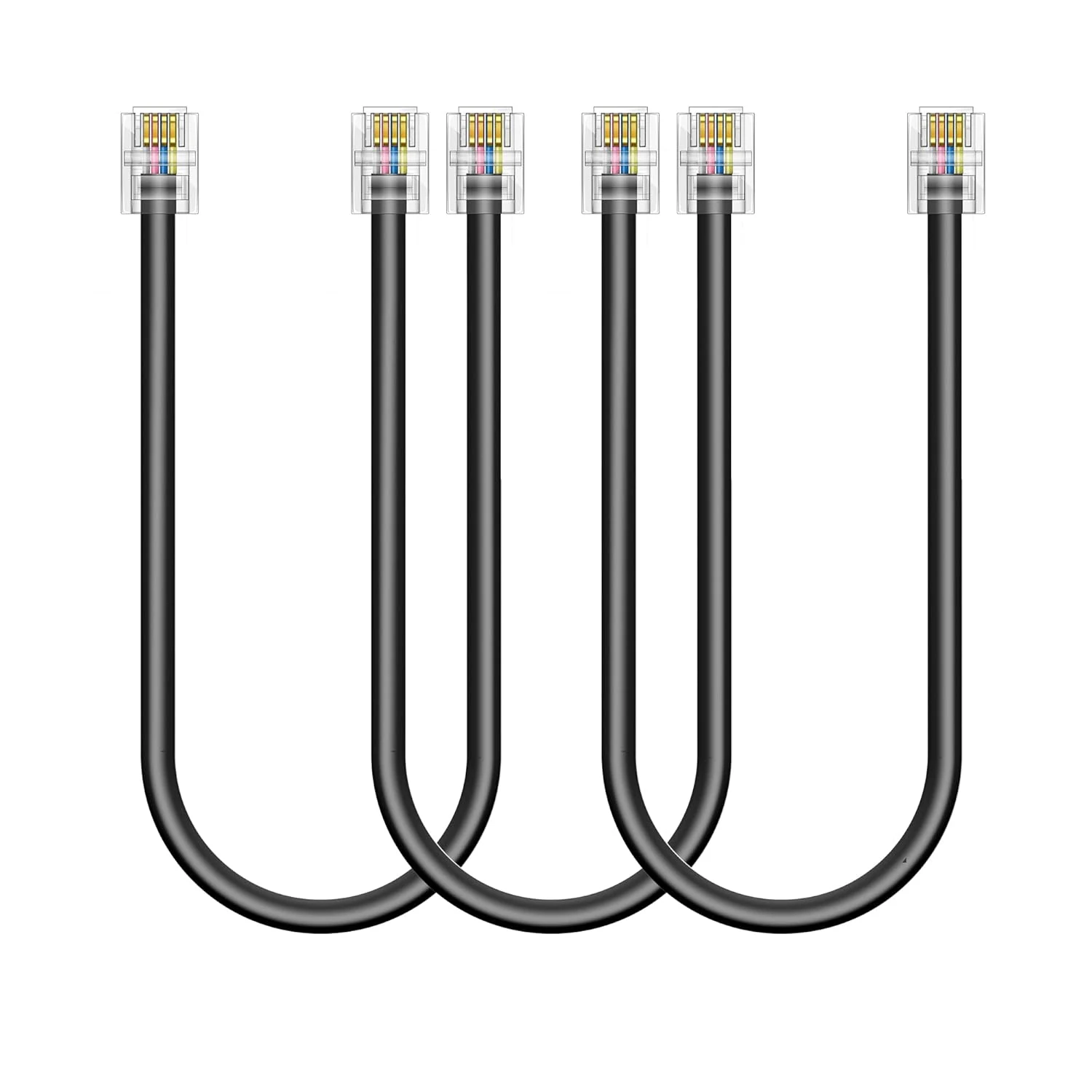 3Pack Phone Telephone Extension Cord 1FT Cable Line with Standard RJ11 6P4C Plugs for Landline Phone and Fax