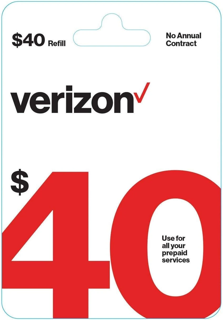 $40 Verizon Wireless Prepaid Refill Top up PIN Card (Mail Delivery)