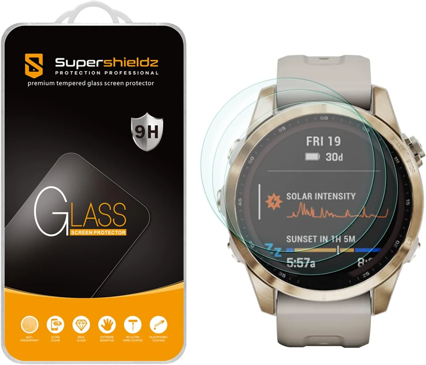Supershieldz (3 Pack) Designed for Garmin Fenix 7S/7S Pro (Solar/Sapphire Solar) [42mm] / Epix (Gen 2) / Epix Pro [42mm] Tempered Glass Screen Protector