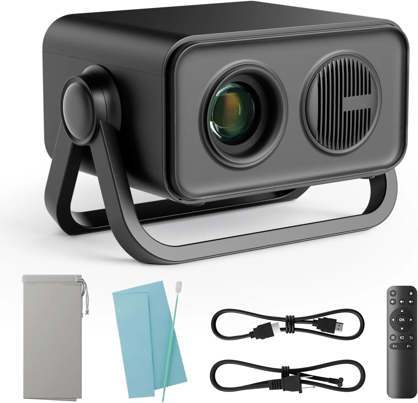 BKZ 2026 pgraded 360°Adjustable Dual Stand AI Auto Keystone Electric Focus Mini Portable Projector with Bluetooth 5.4, 1080P support