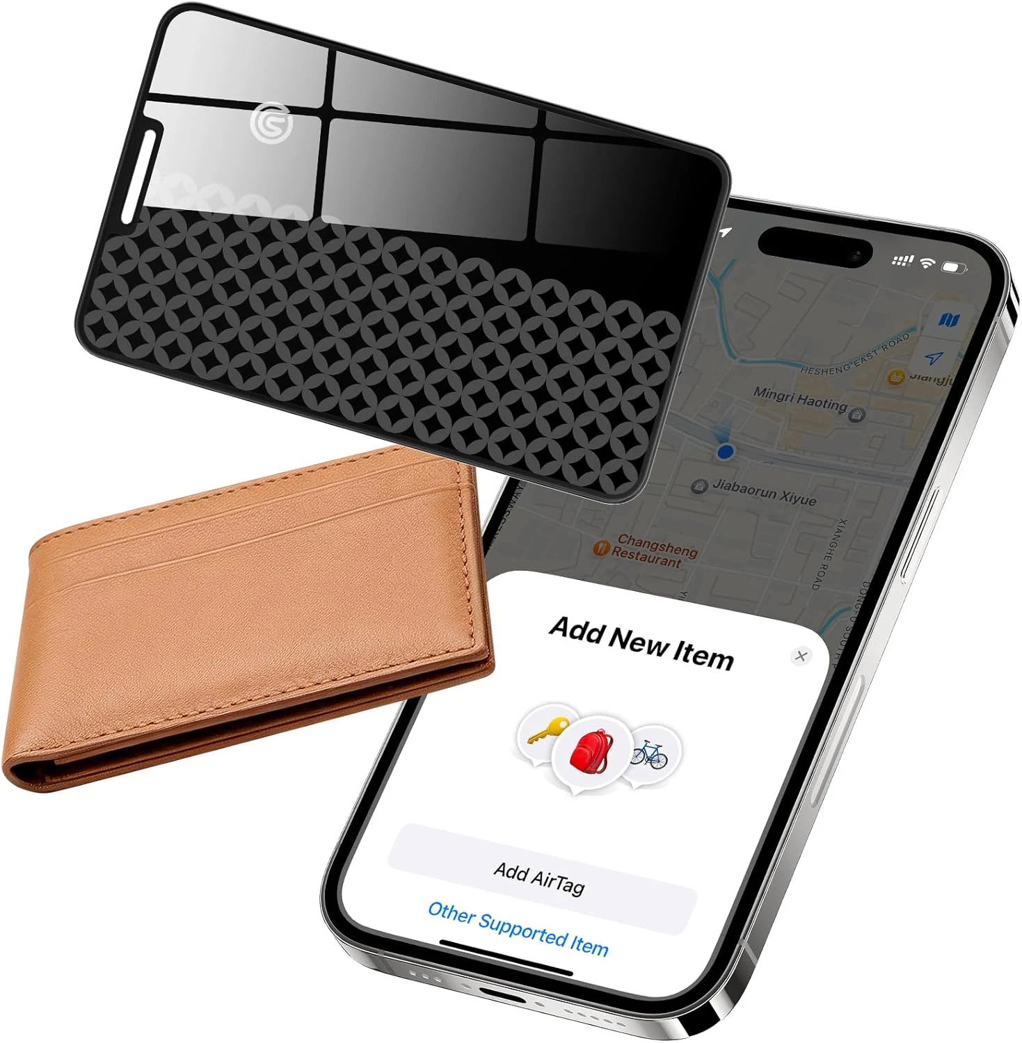 Trendia Compatible with AirTag Wallet Tracker, Smart Card Finder, Apple MFi Compatible (iOS Only), Grey