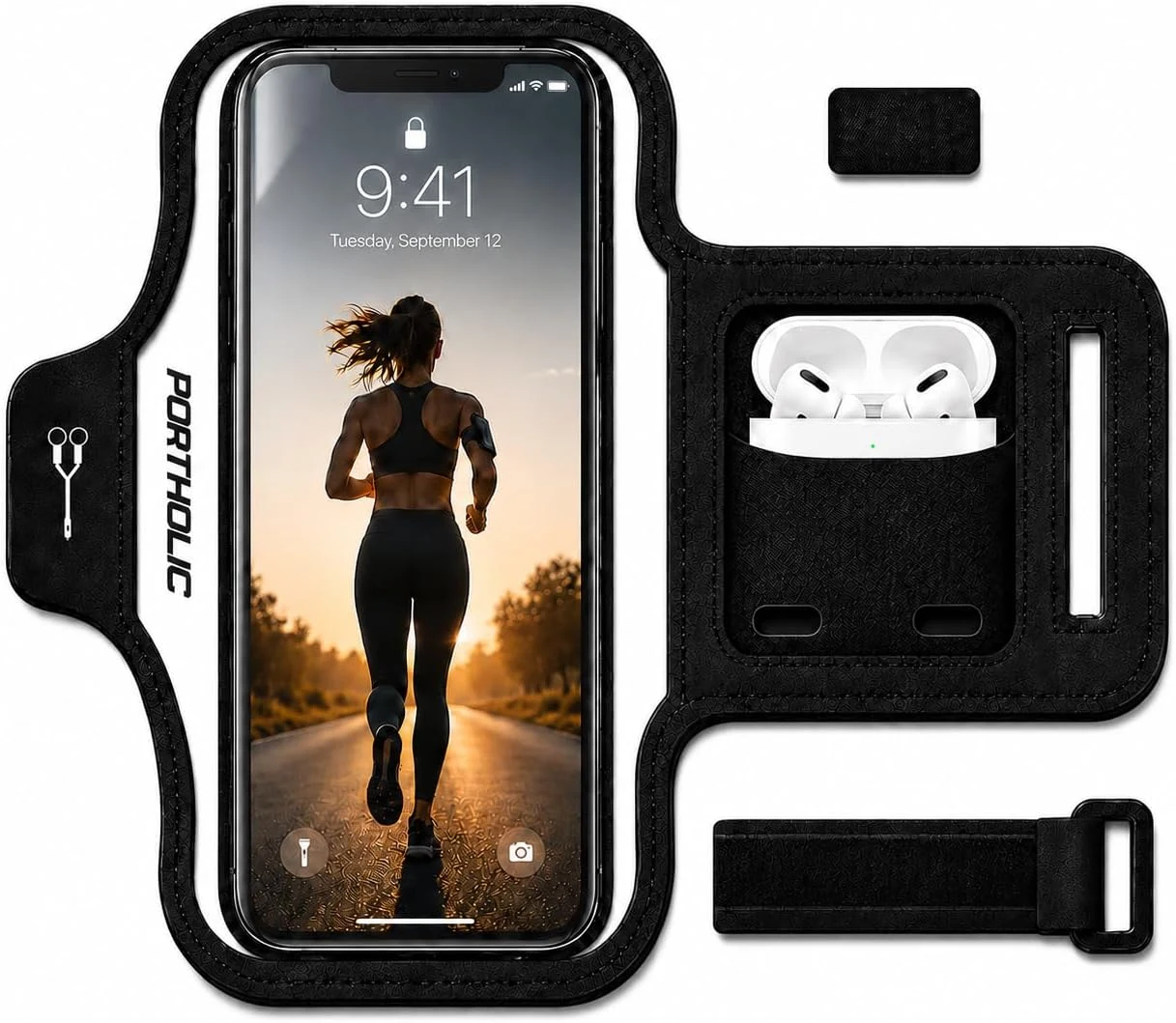 PORTHOLIC 2026 Running Armband Water Resistant Sports Phone Holder Case (Up to 6.9")