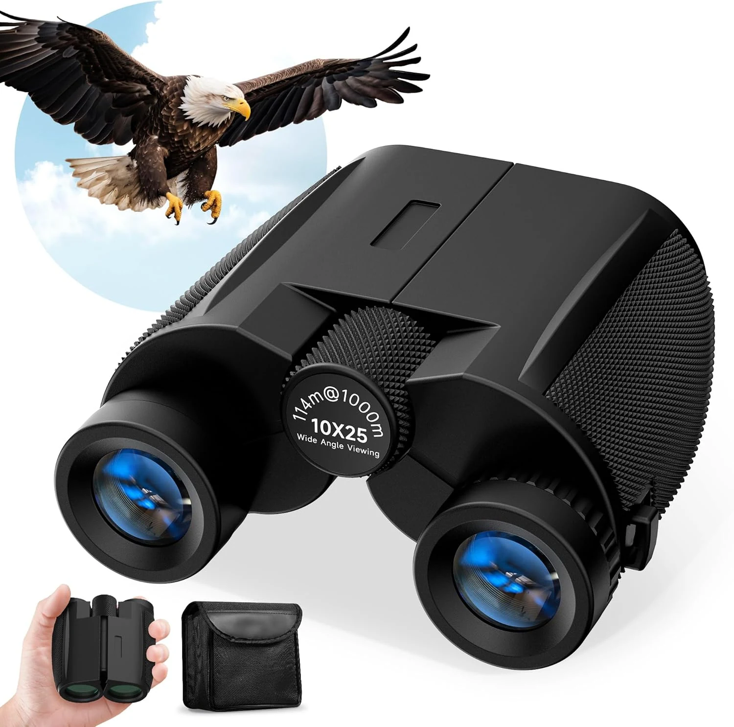 Leacco 10x25 Compact Binoculars for Adults and Kids, Large View