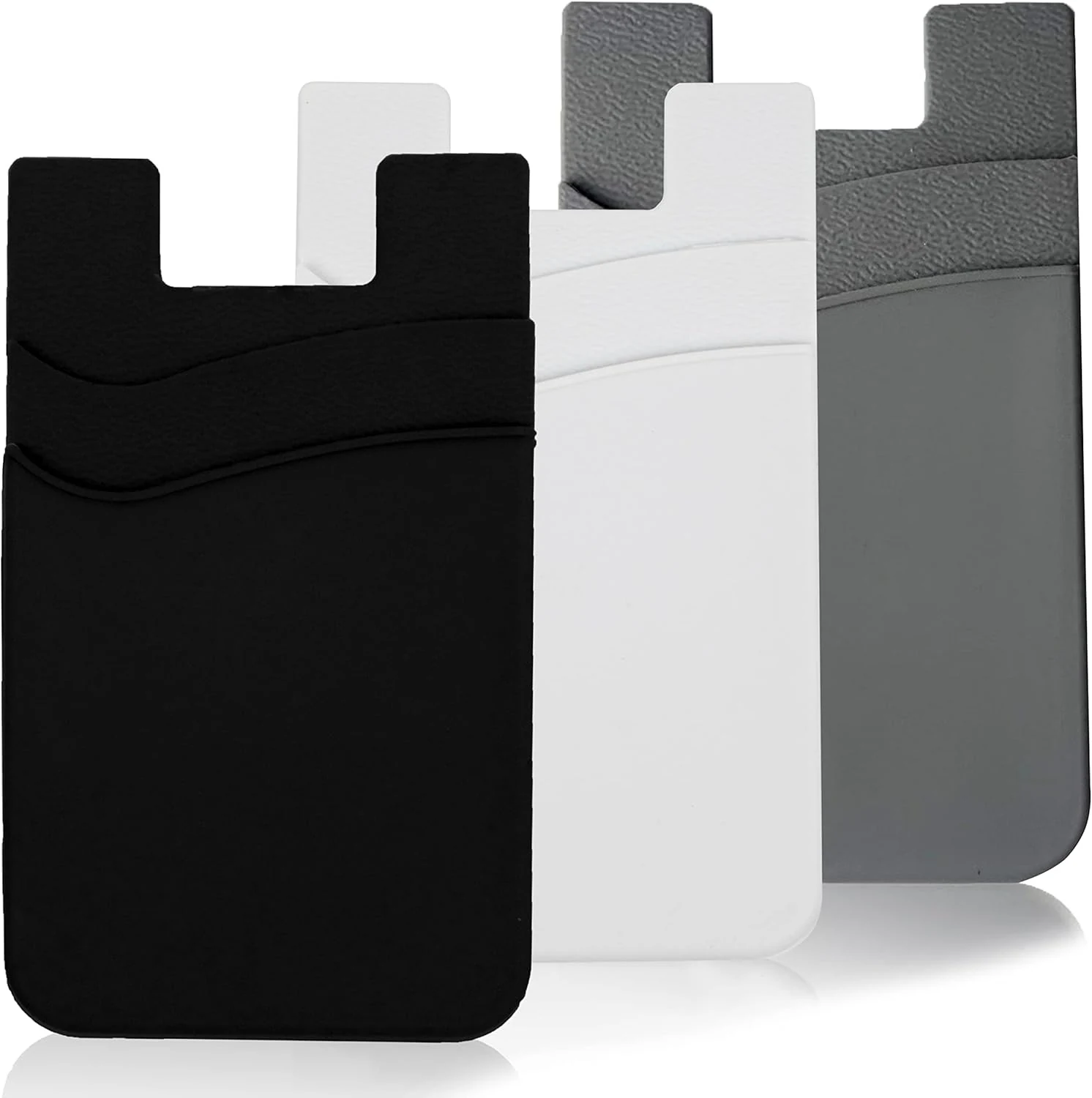 Cell Phone Wallet Card Holder Sleeves for Phone Case, 3 Pack Adhesive Credit Business ID Cards Pocket Wallets Stick on Back of iPhone Android Phones for Women Silicone